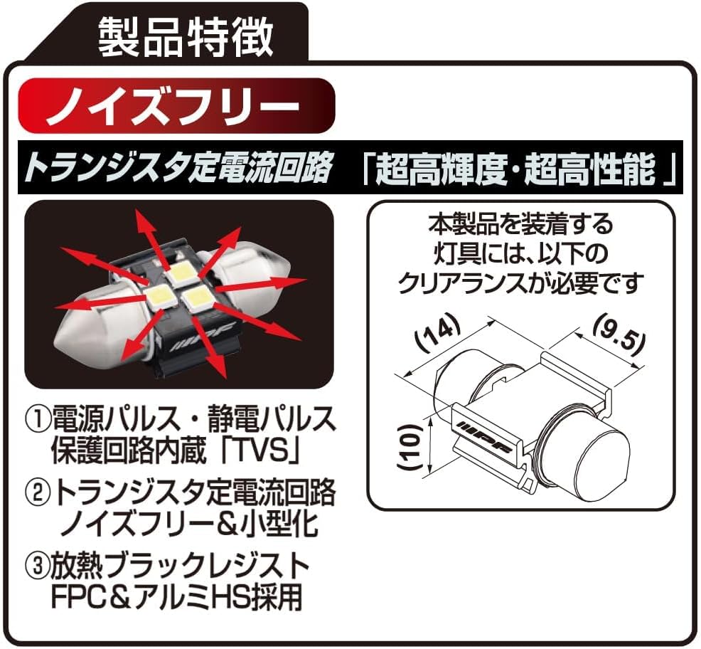 Detalle de IPF 506R LEDルームランプ T10×31・160lm・6500K・12V用