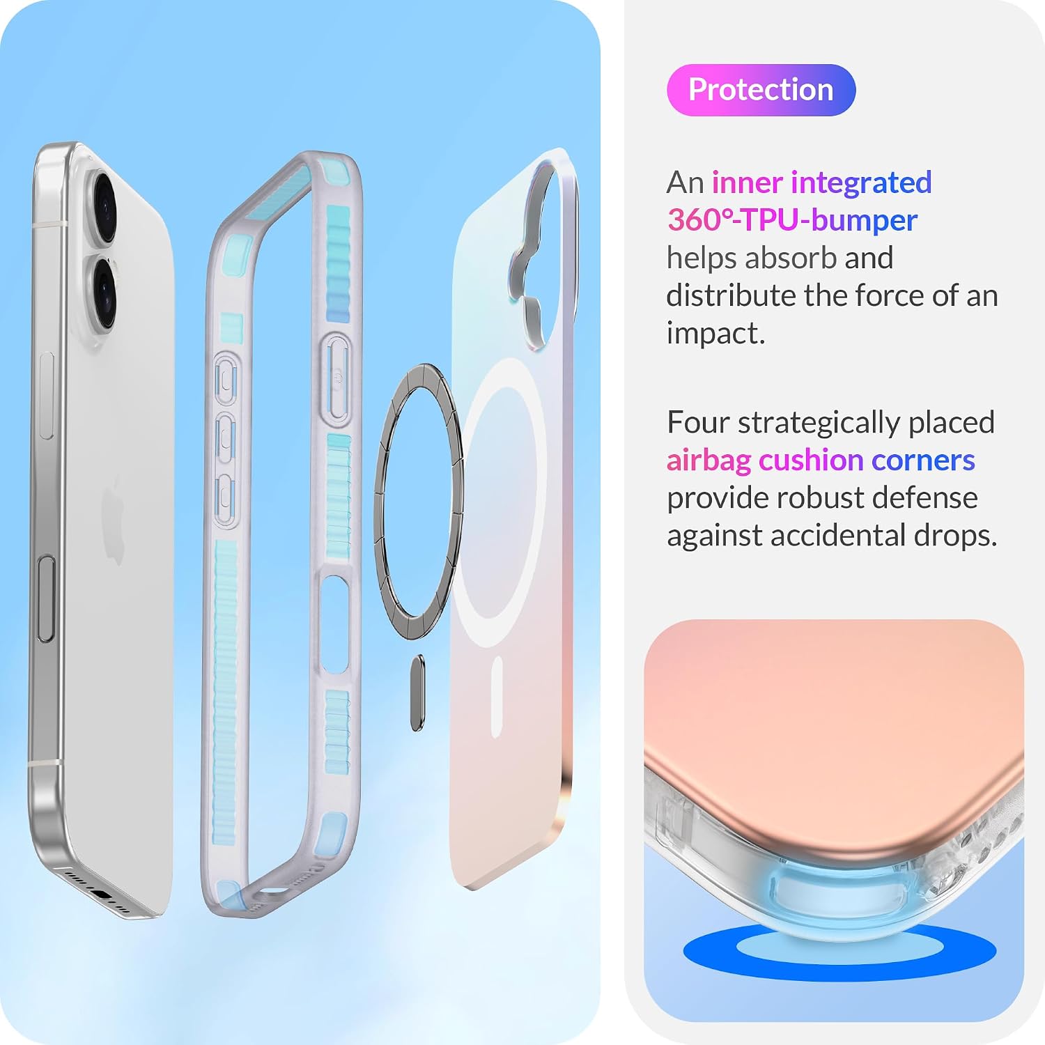 Detalle de LONLI Hue for iPhone 16 Pro Case — Dynamic PrismGlow Color-Shift Iridescent Cover