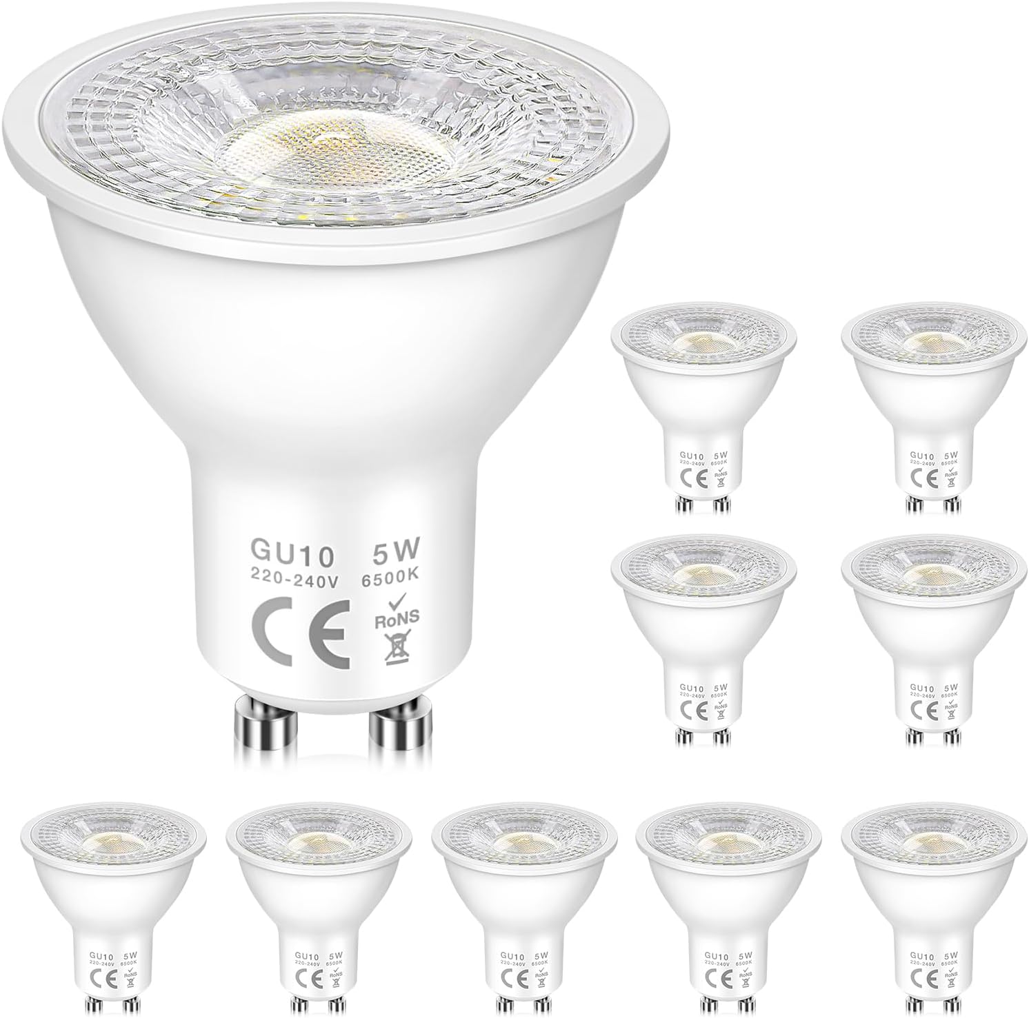 Detalle de Bombillas LED GU10 Spot 5W 500 lm 6500K paquete 10