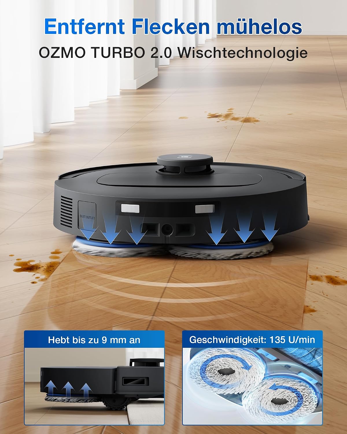 Detalle de ECOVACS DEEBOT T30e Omni Saugroboter mit Wischfunktion – Leistung trifft Automatisierung