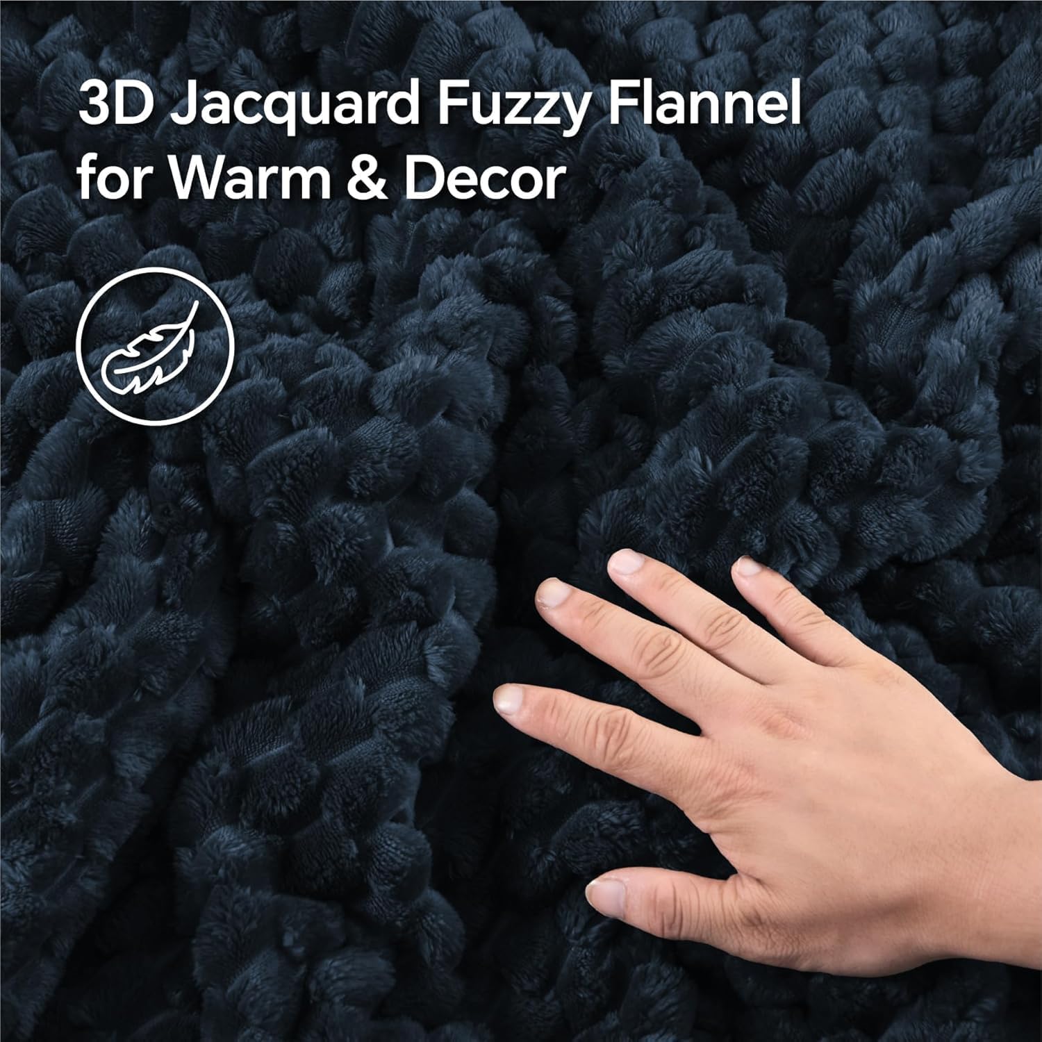 Thumbnail 2 de BEDELITE Fluffy King Size Comforter Set, Navy Blue Fleece, 3 Pieces