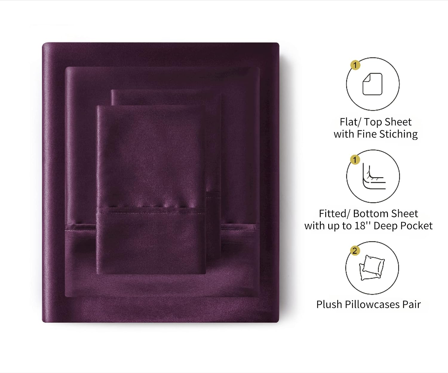 Detalle 2 de Queen Size Satin Bed Sheet Set