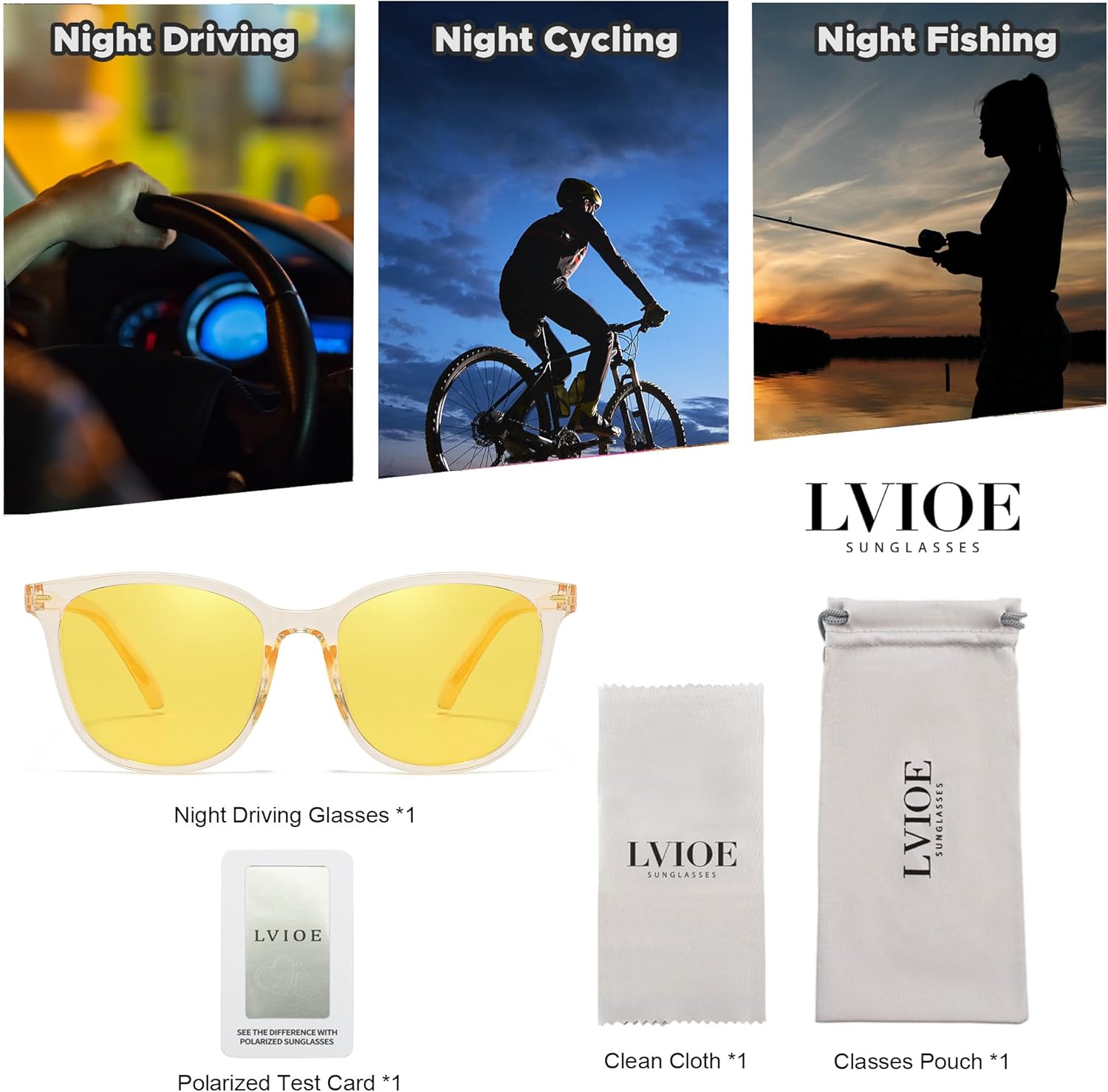 Thumbnail 3 de LVIOE Women’s Night Driving Glasses with Polarised Yellow Lenses