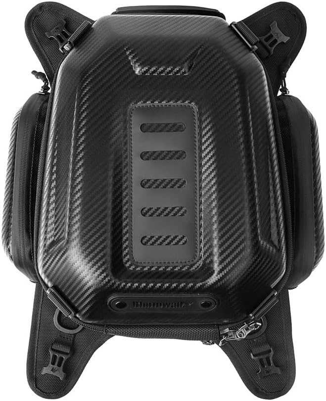 Rhinowalk Motorcycle Travel Luggage: 15-18L Expandable Tank Bag in Carbon Fibre Black