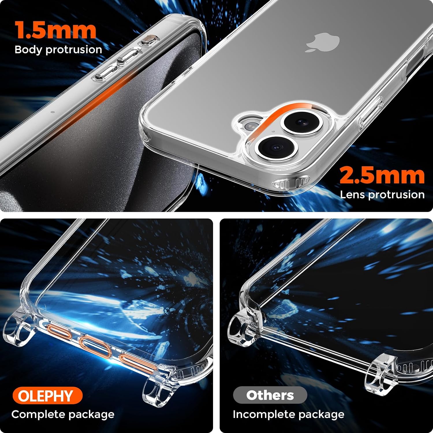 Thumbnail 3 de OLEPHY Cover trasparente con cordino per iPhone 17