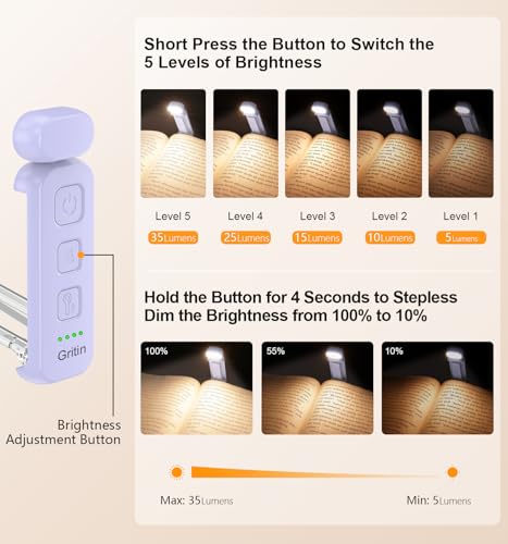 Thumbnail 1 de Gritin Luce per Lettura Libri a Letto Ricaricabile, 7 LED con Clip