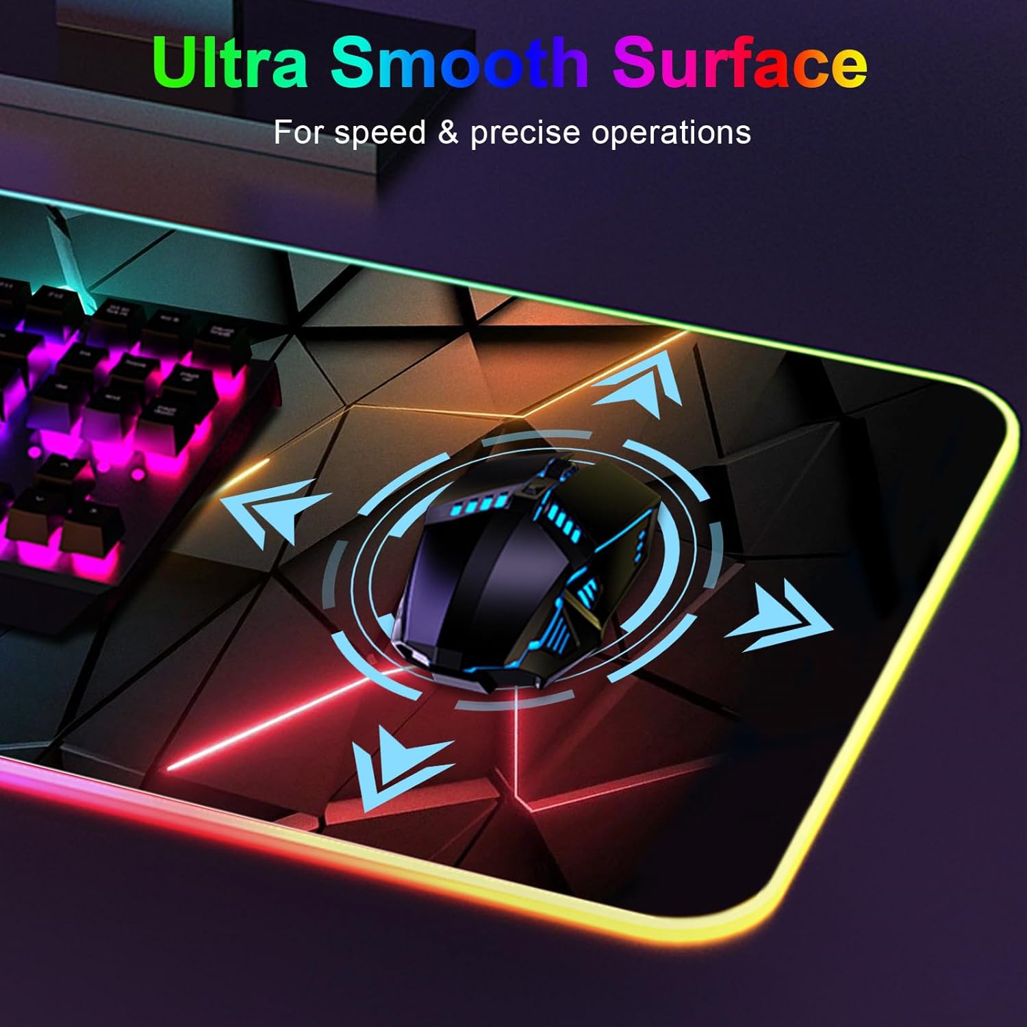 Detalle de RGB Mouse Mat: Large 80x30 cm LED Gaming Mouse Pad with 13 Light Modes