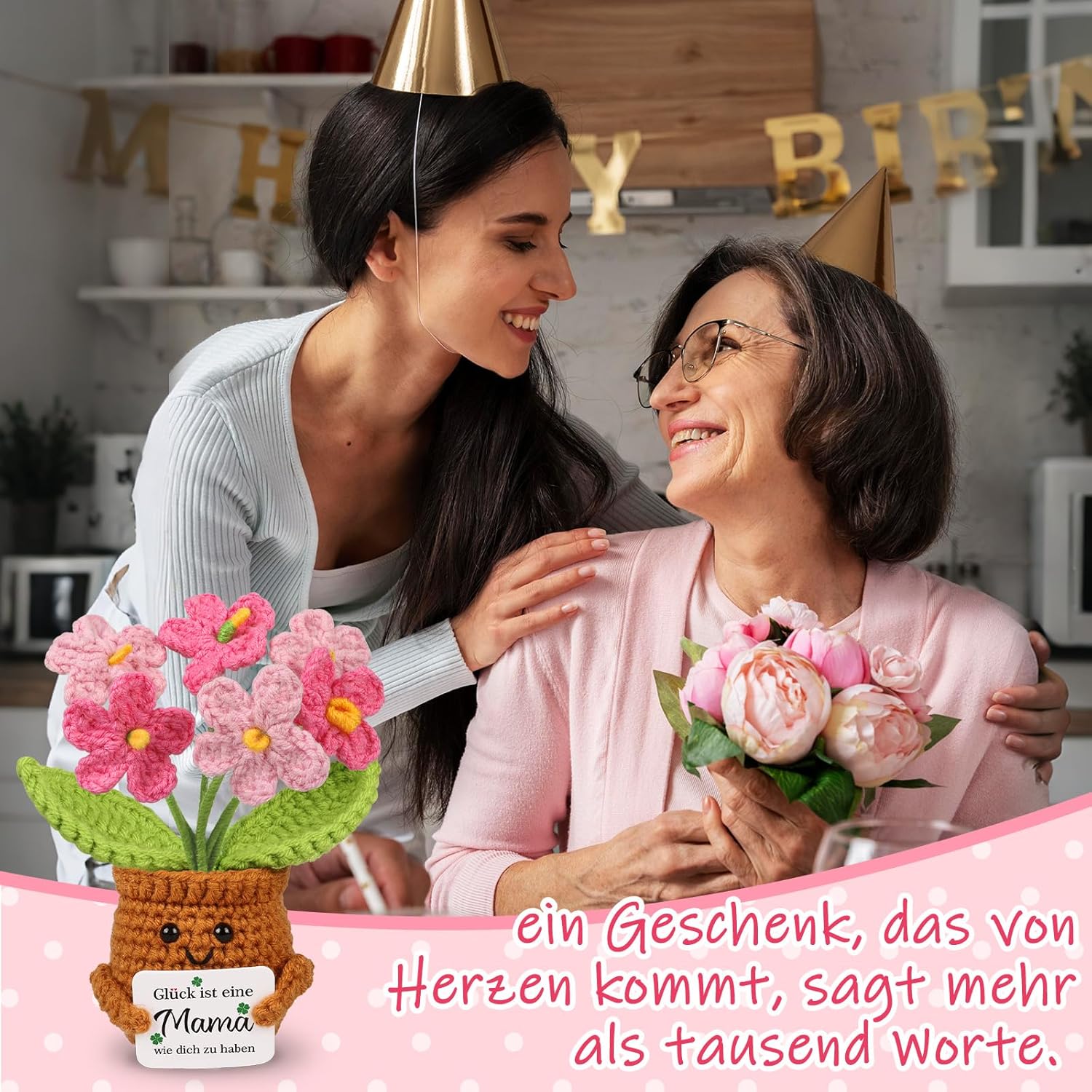 Thumbnail 2 de WenmthG Pocket Hug Rosa Nomeolvides – handgestricktes Muttertagsgeschenk für Mama