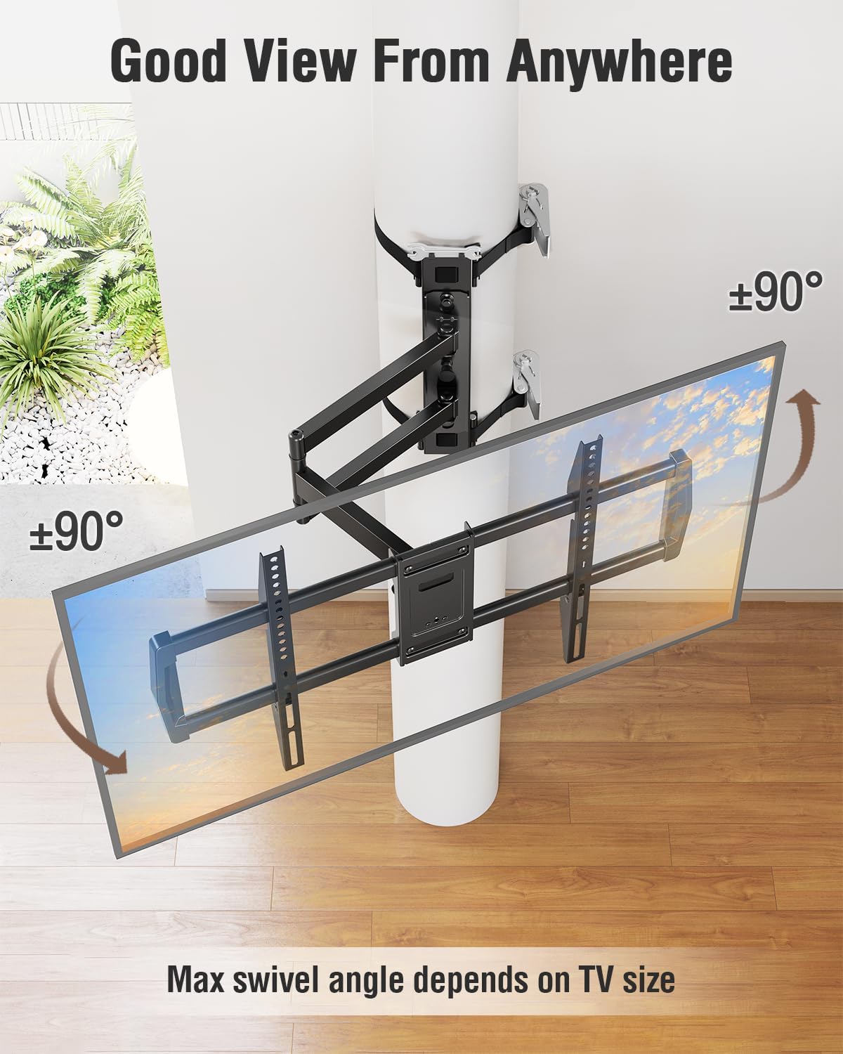 Thumbnail 4 de ELIVED YD0085 Pillar TV Mount (32"–75") for Full Motion, No-Drill Column Installation