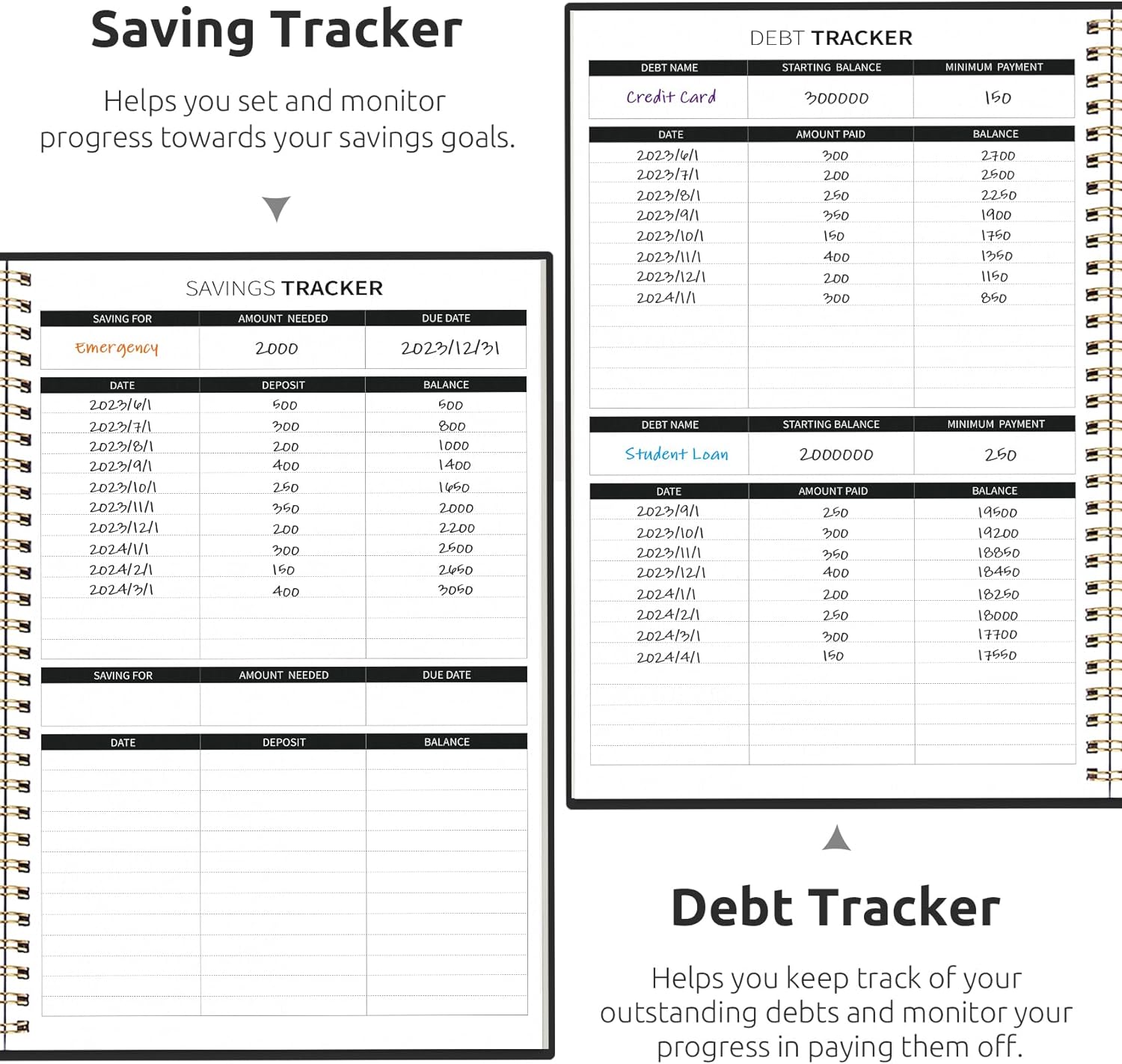Detalle 1 de Taja Budget Planner, Undated 150-Page Expense Tracker, 6.9" x 9.9
