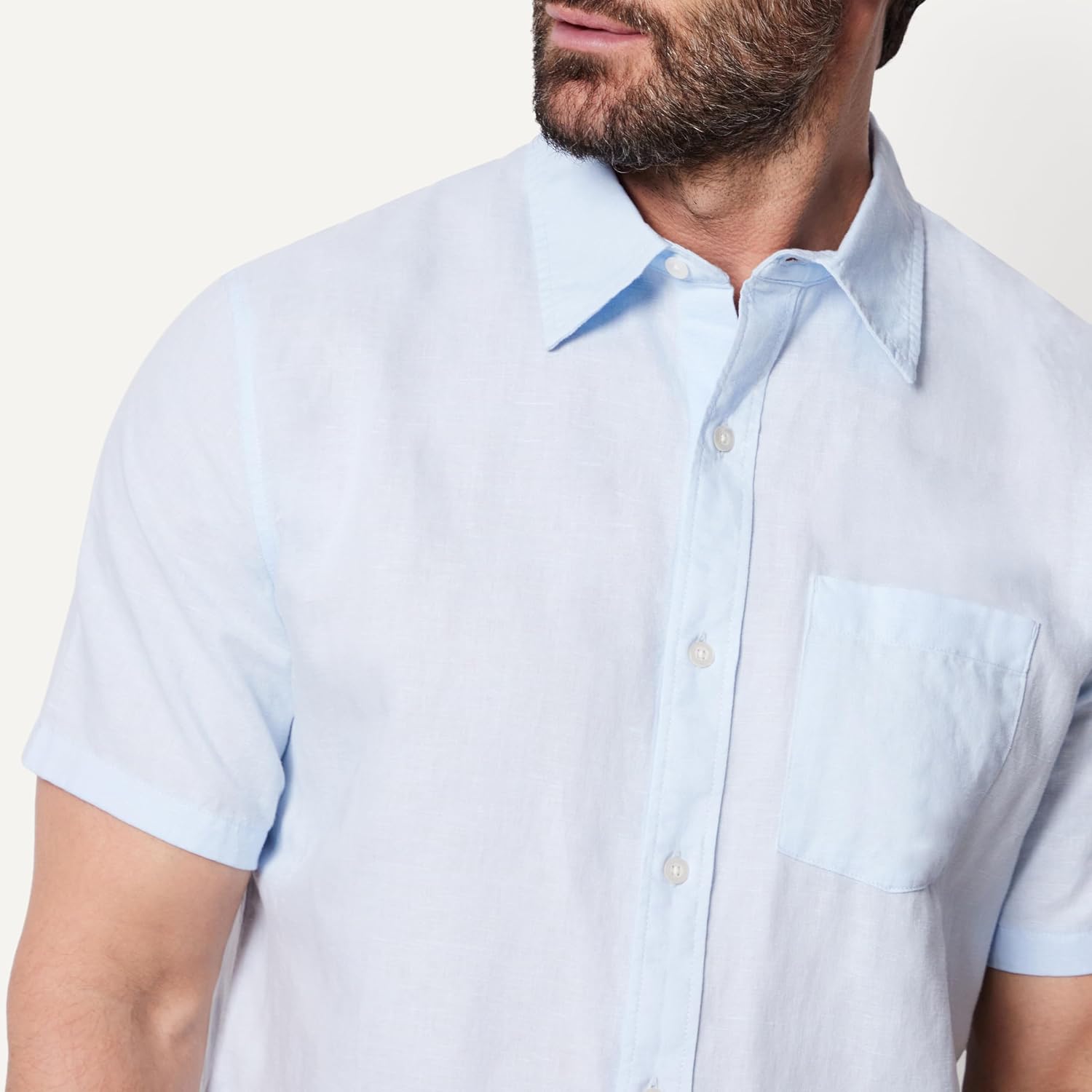 Detalle de Amazon Essentials Herren Kurzarm Regular-Fit Leinenhemd