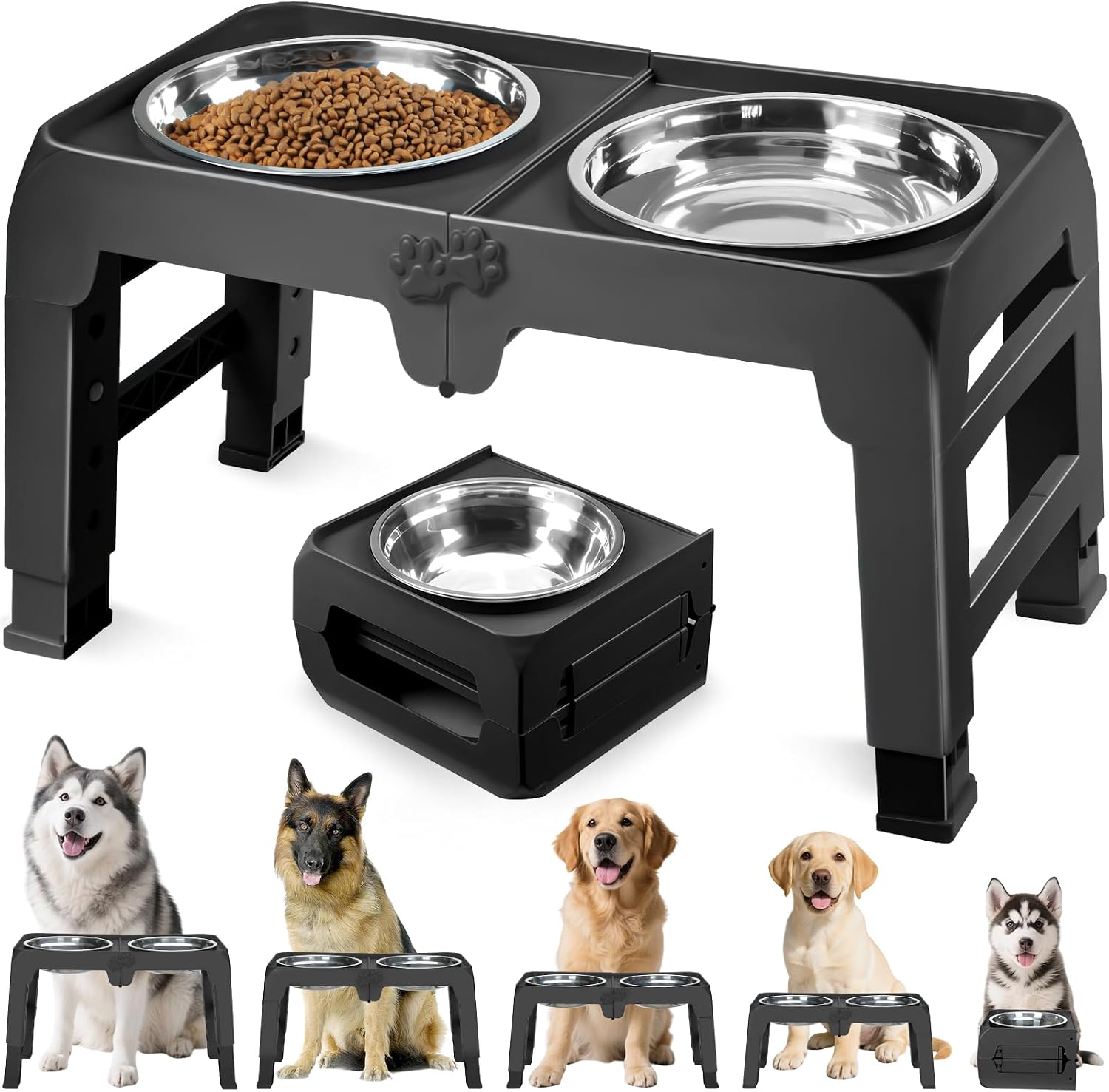 Detalle de Elevated Dog Bowls with 5 Adjustable Heights