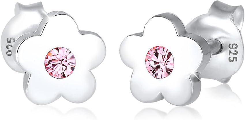Detalle de Elli Pendientes para niñas en plata 925, flor