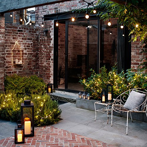 Detalle de Lights4fun Farolillo Solar Metálico de 29,5 cm con vela LED para jardín y exteriores