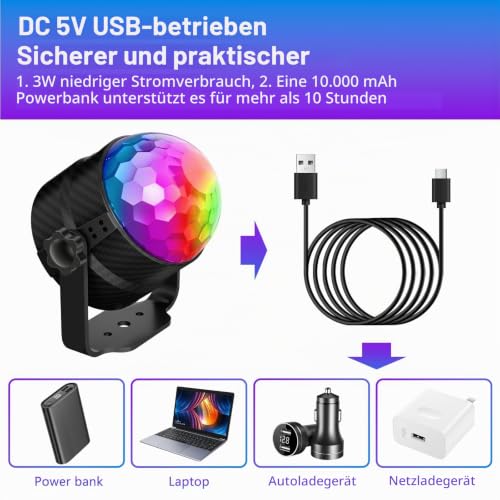 Thumbnail 4 de 2er-Pack Gobikey Discokugeln, 360° Rotierende Discolicht LED Partylicht