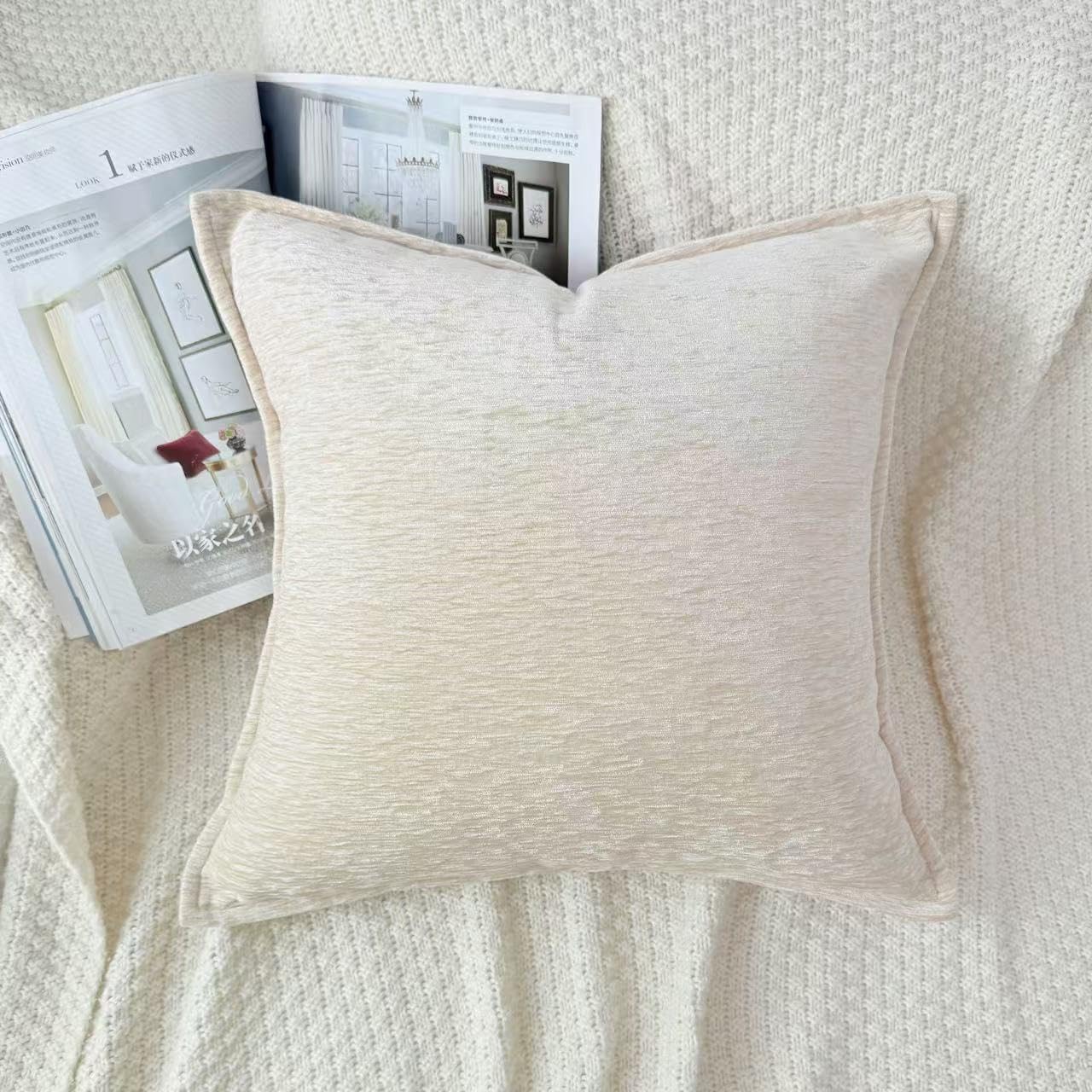 Thumbnail 4 de OYIMUA 2er Set Chenille Kissenbezug 40x40 Beige – Weich, Vielseitig & Robuste Verarbeitung