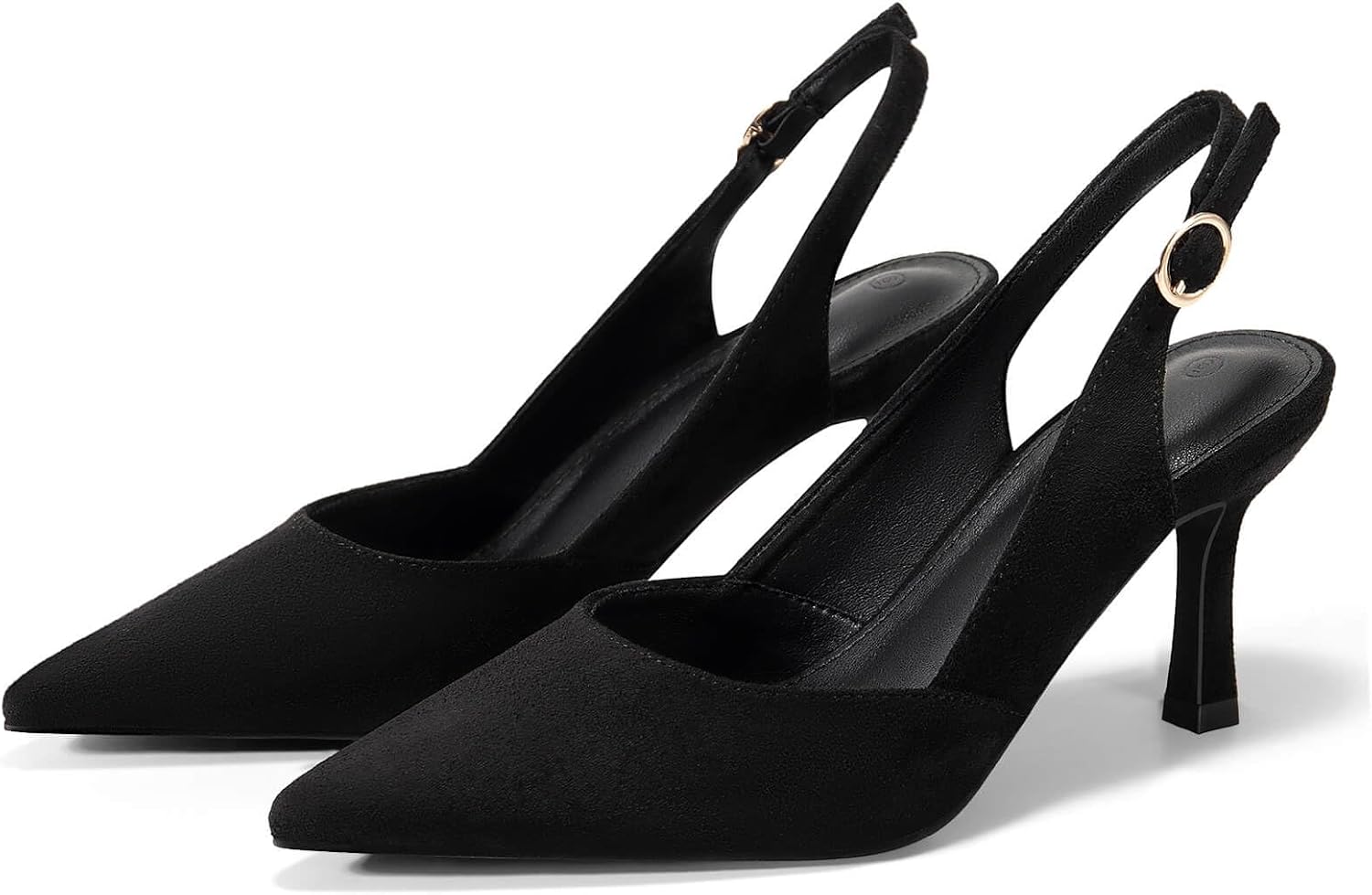 Detalle 2 de Rilista Women's Slingback Kitten Heels: Closed Pointed Toe, 2.75" Mid Heel, Faux Leather Pumps