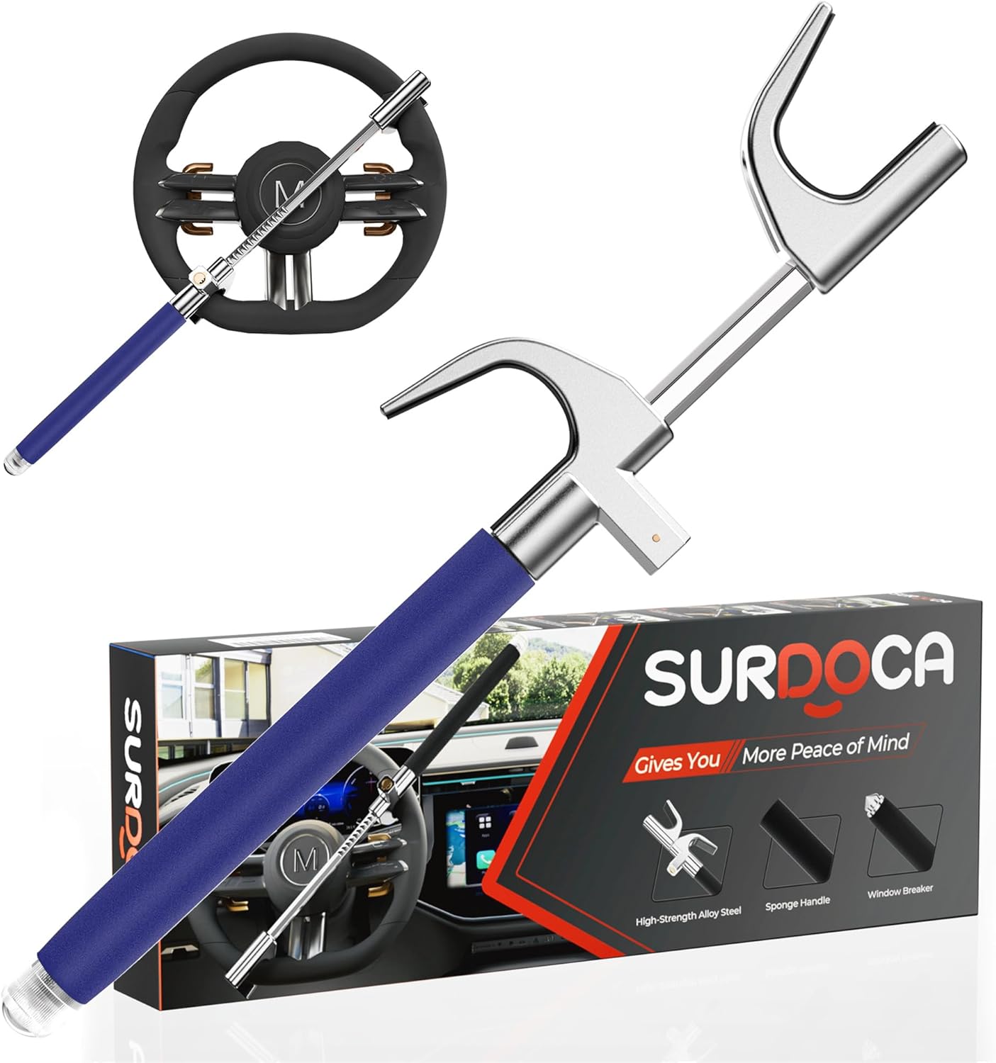 Thumbnail 6 de SURDOCA Multifunction Steering Wheel Lock – High Security Wheel Lock with Window Breaker