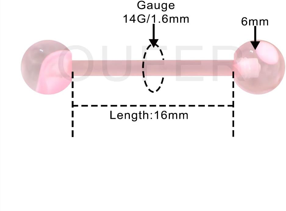 Detalle 2 de OUFER 5PCS Tongue Barbells 14G Acrylique