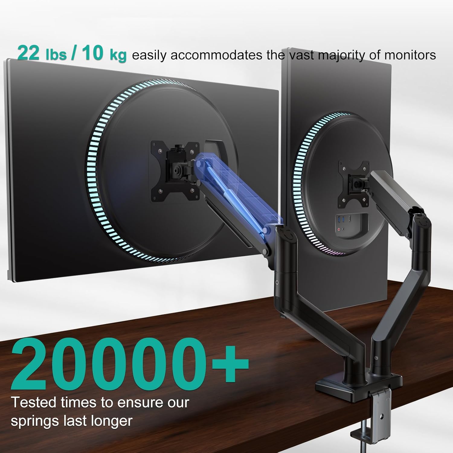Thumbnail 4 de WALI GSMP002N Dual Monitor Stand 19.3in extension
