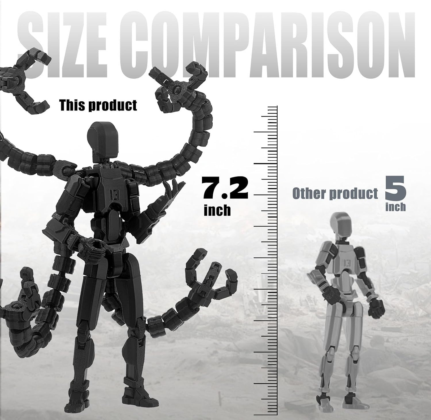 Detalle 2 de PkghoKids 3D-Printed Robot Action Figure, 7.2-Inch