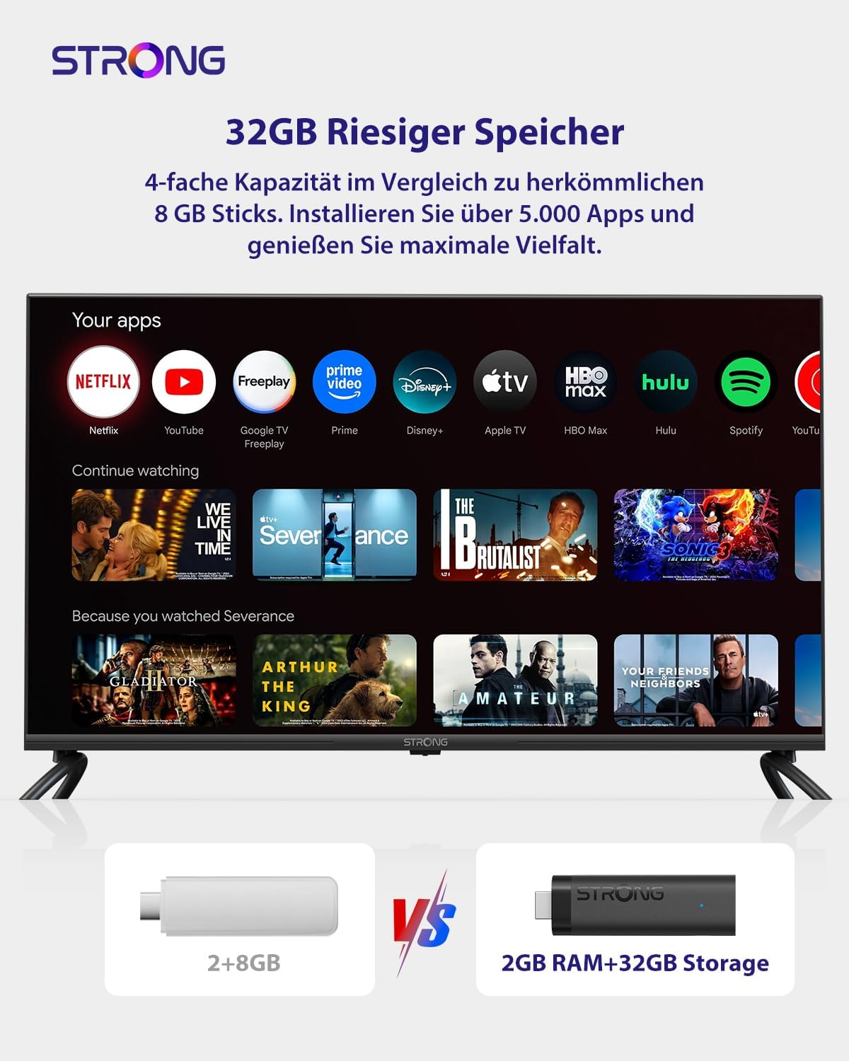 Detalle 2 de STRONG LEAP-NOVA-X Streaming TV Stick – 4K Ultra HD, Android 14, Wi‑Fi 6, HDMI 2.1