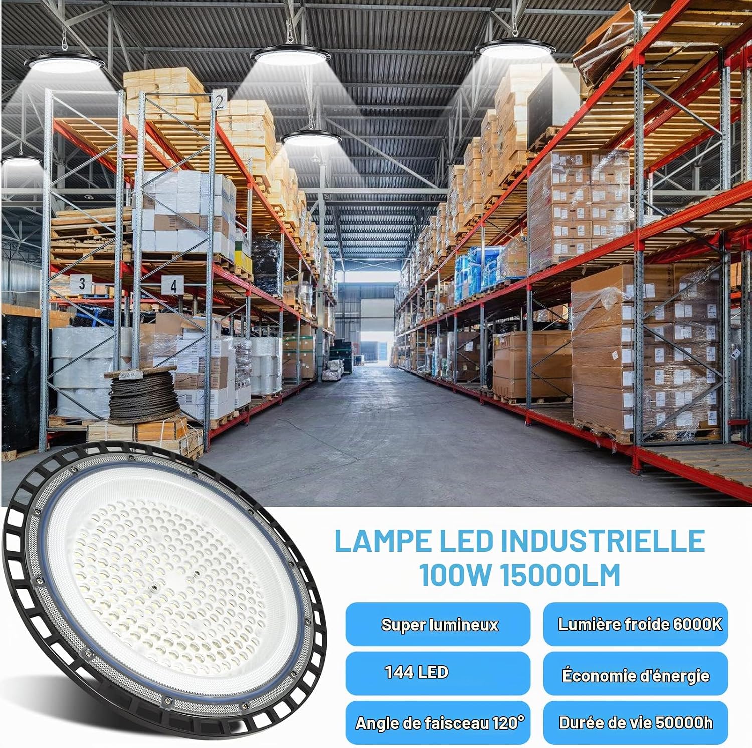 Detalle de ZXICH ea9cc446-c179-436d-b248-ddaf8539aab9 UFO-led-highbaylamp, 100 W, 15.000 lm, IP65