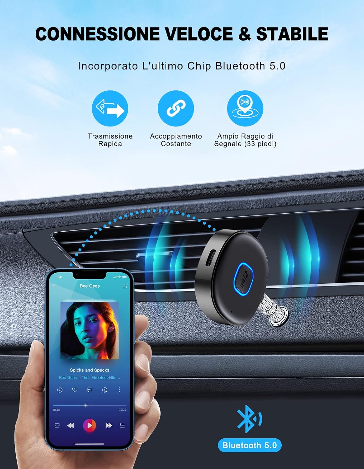 Thumbnail 3 de Mohard Ricevitore Bluetooth 5.3 per jack 3,5 mm, 16 ore di riproduzione