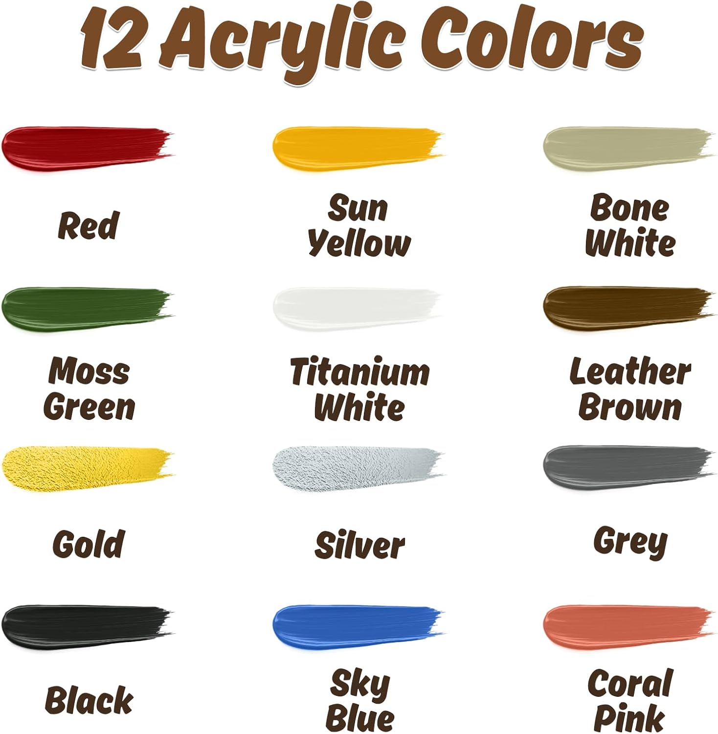 Thumbnail 1 de X ARTY HUB Model Paint Set — 12 Colours with 3 Brushes for Airbrushing & Hand Painting