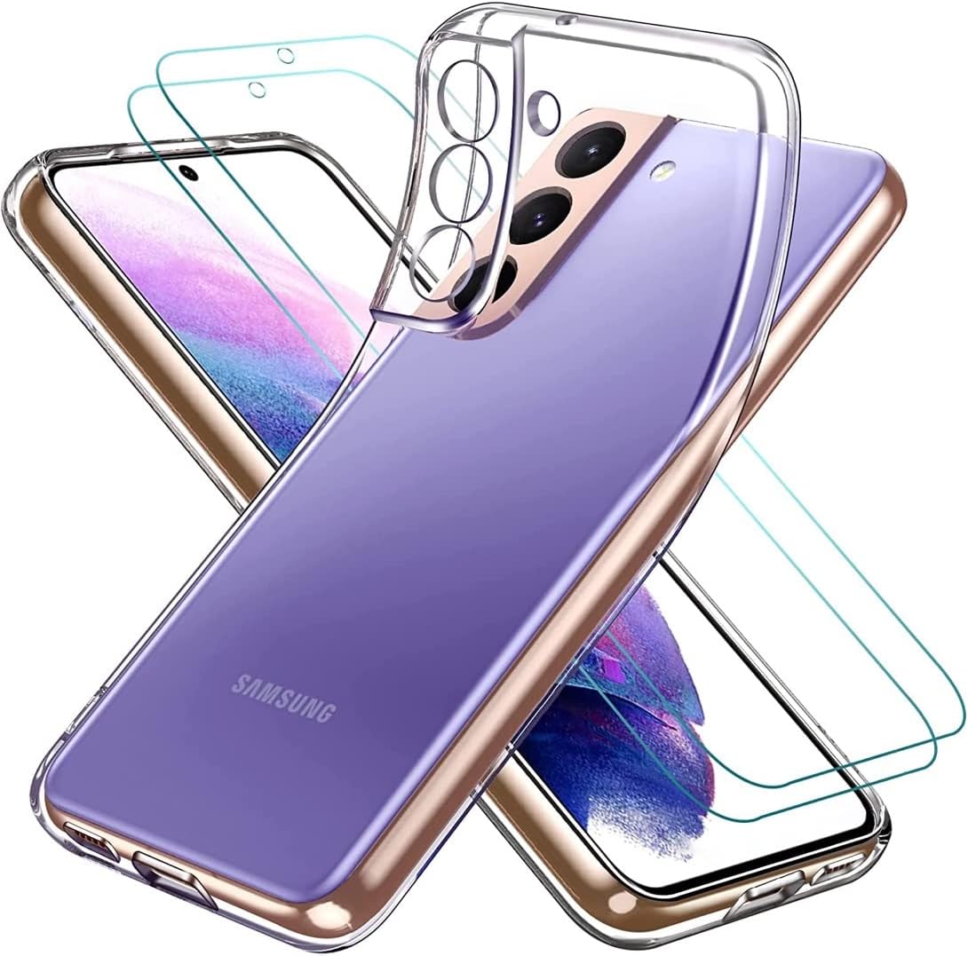 Detalle de iVoler Custodia Cover per Samsung Galaxy S22 5G/4G con 2 Pellicole in Vetro Temperato – Trasparente, Ultra Sottile e TPU Morbido