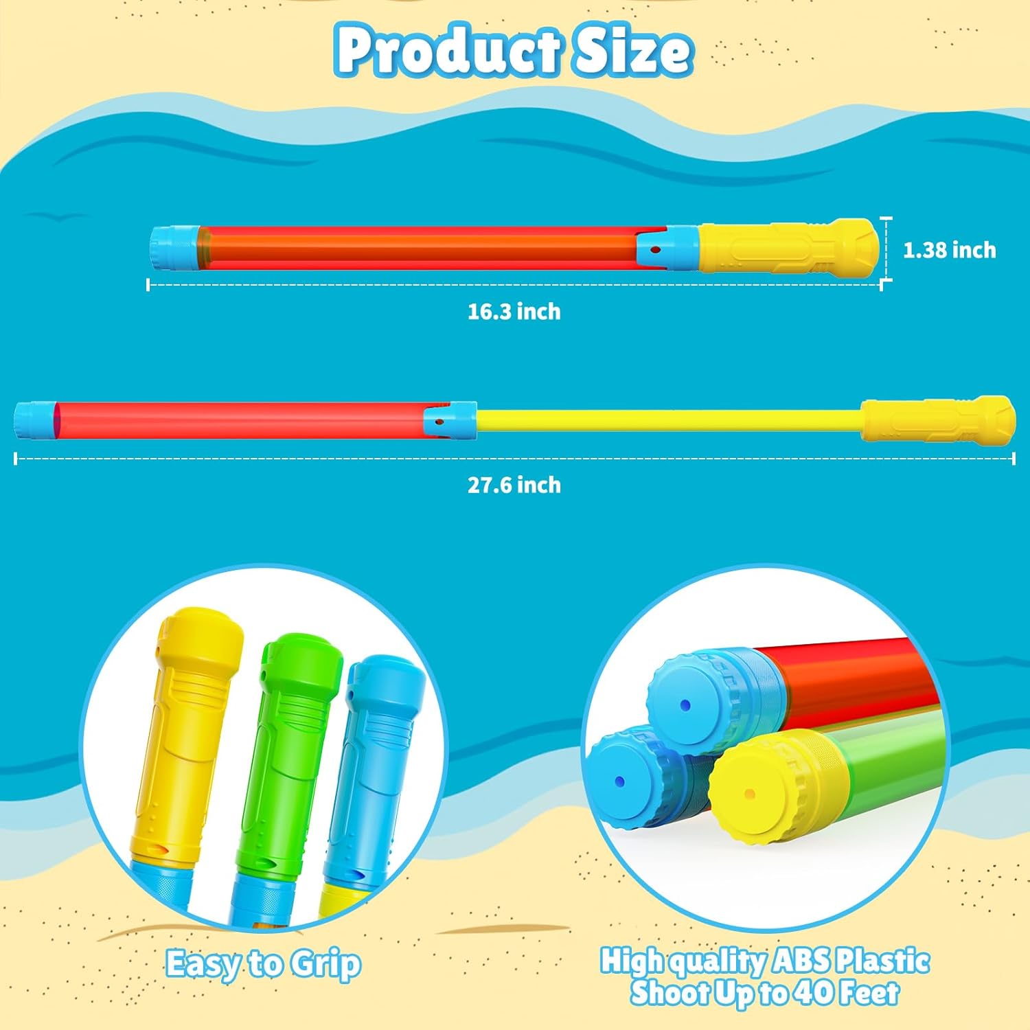 Detalle de LQYoyz Water Gun Blaster: 18-Pack, Shoot Up to 40 Feet for Poolside Fun