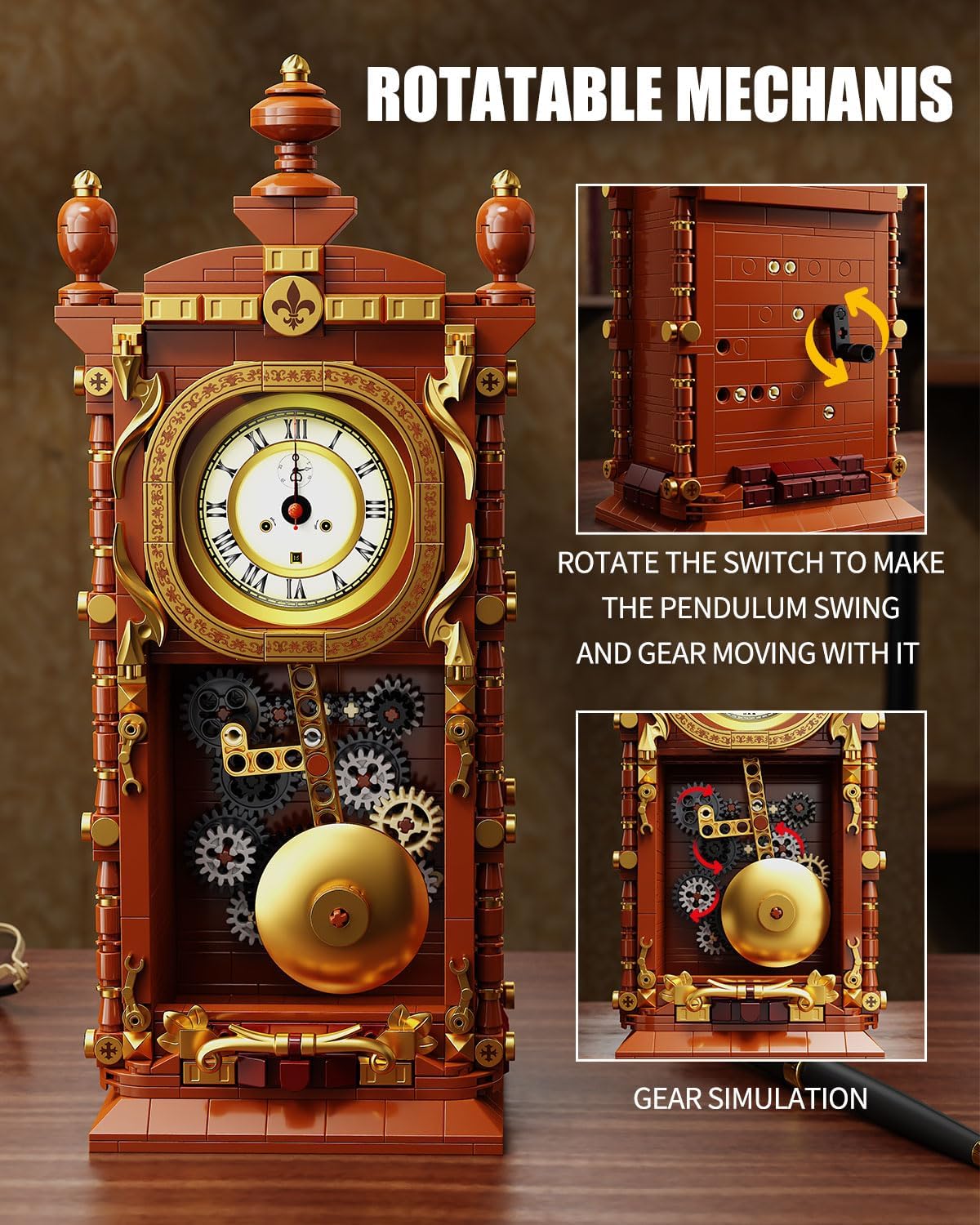 Detalle 1 de TYCOLE Pendulum Clock Building Block Set, 751 Bricks