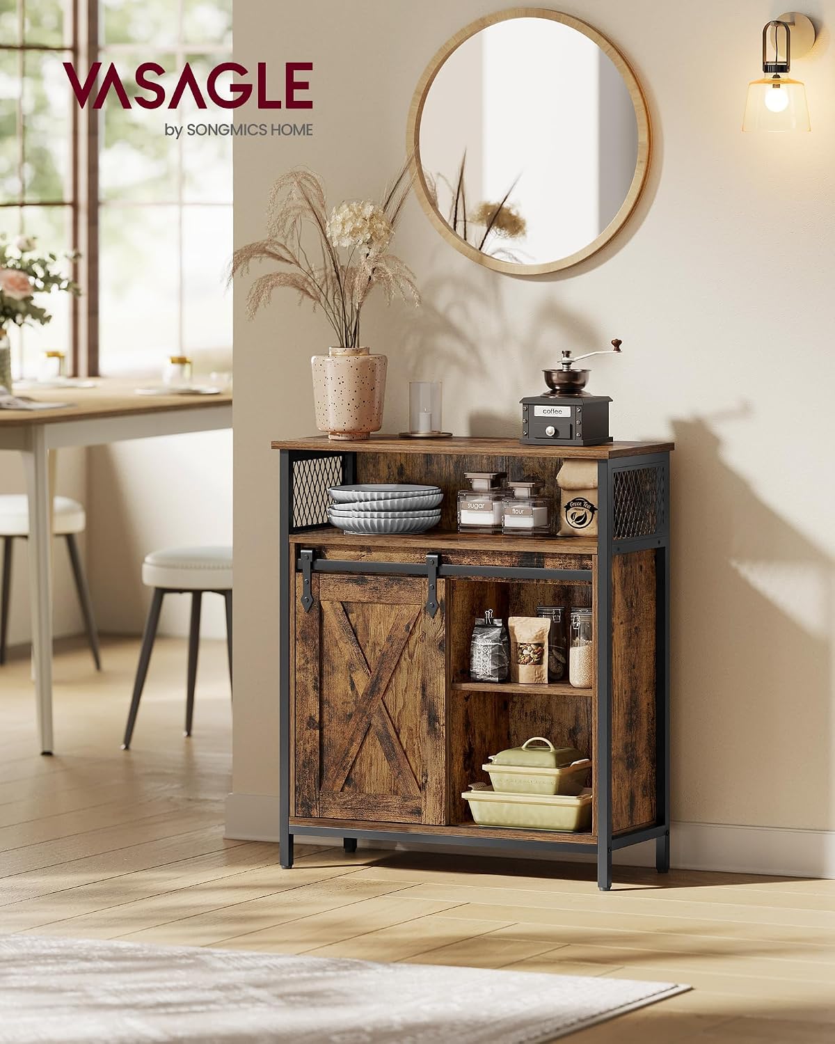 Detalle de VASAGLE DAXTON LSC089B01 – szafka z drzwiami przesuwnymi, 70 × 30 × 80 cm