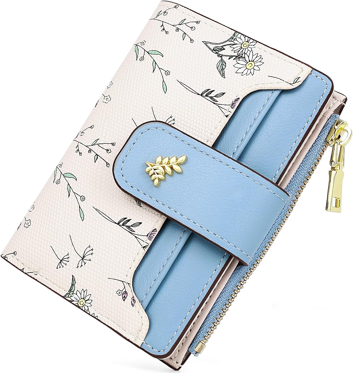 Detalle de Busnos Purses for Women: Small Blue PU Leather Card Holder Wallet with RFID Blocking