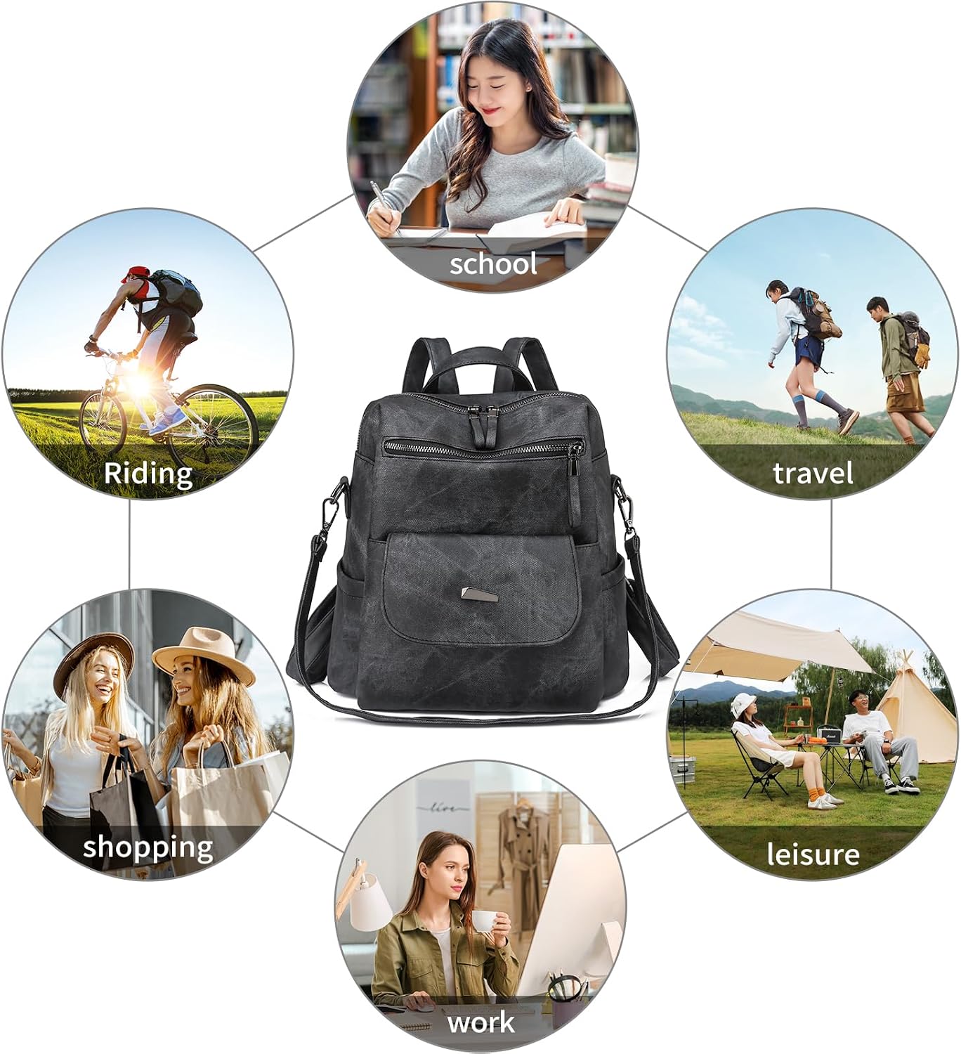 Thumbnail 5 de Puwuzixi Damen Rucksack – wasserdicht, anti-Diebstahl & vielseitig einsetzbar