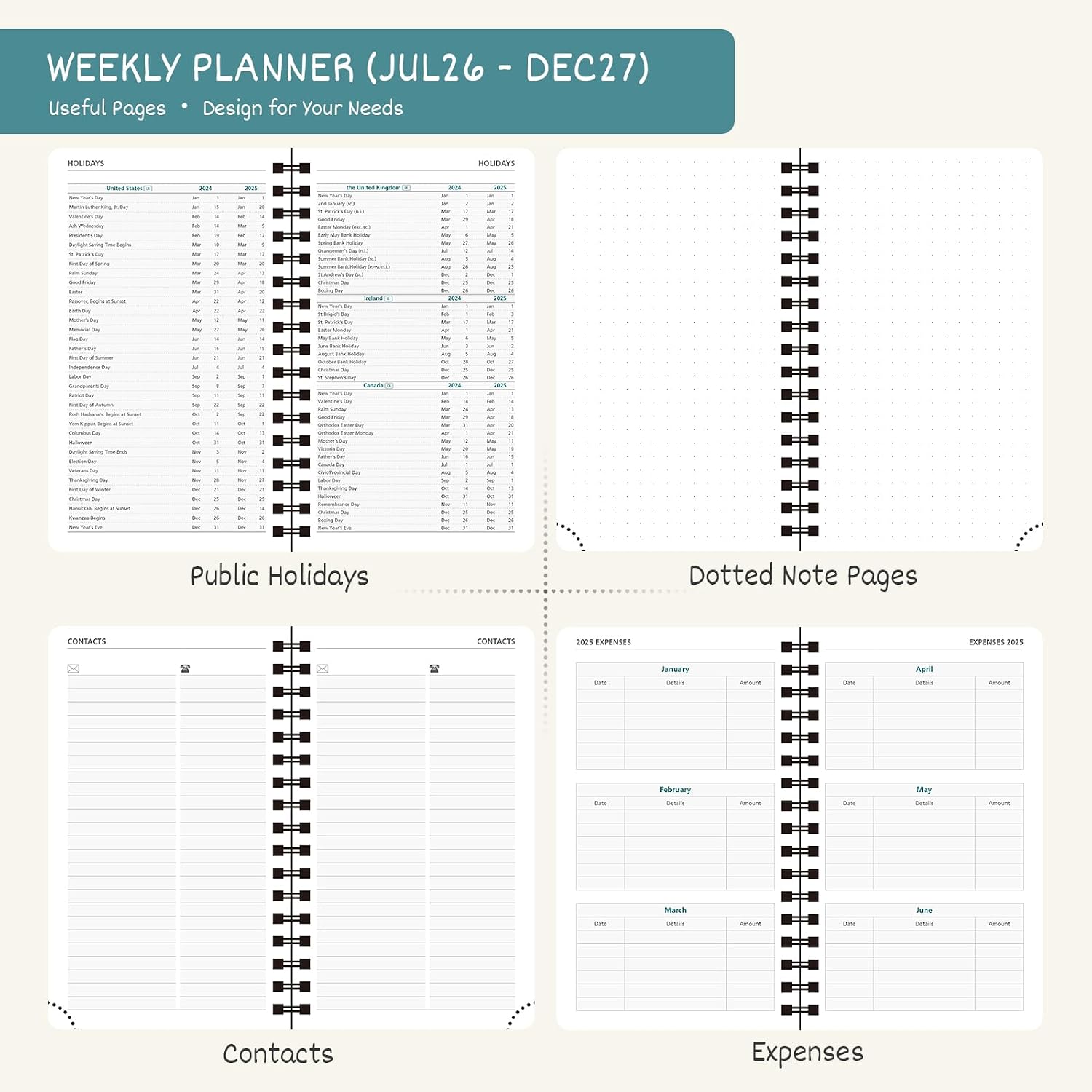 Detalle de BEZEND BZ-AP153W01L-27-KW Pocket Planner, 18-Month Weekly & Monthly, Kiwi