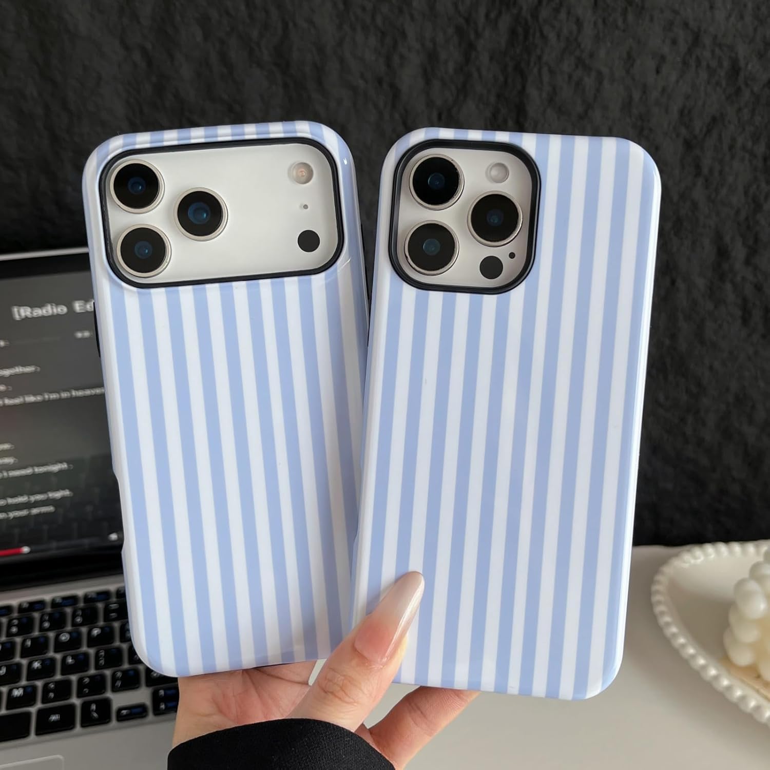 Thumbnail 4 de Longlayss iPhone 17 Pro Stripe Case — Light Blue, Slim Shockproof TPU + PC Cover