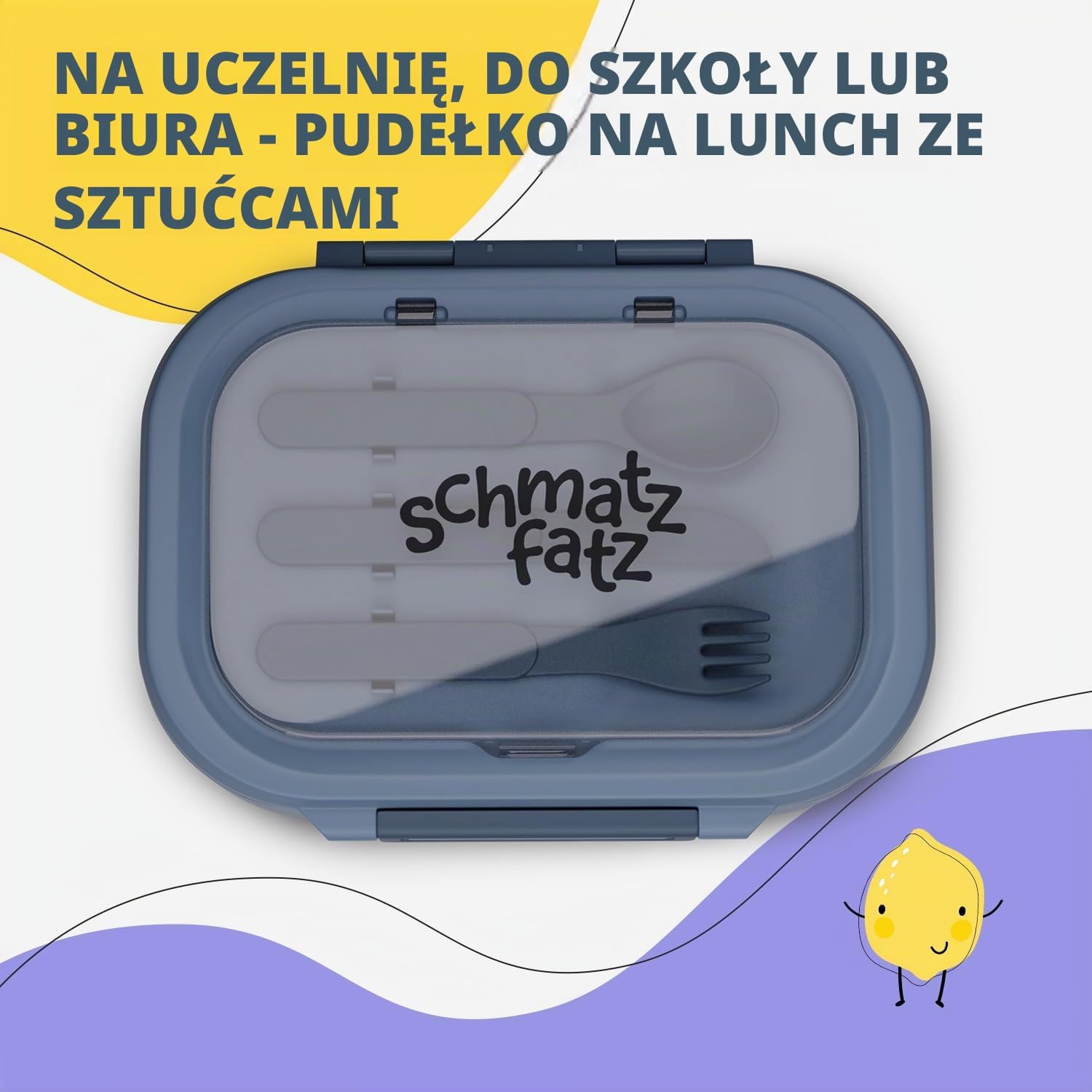 Detalle 2 de schmatzfatz pudełko śniadaniowe Bento Box dla dzieci, 3 przegrody i sztućce