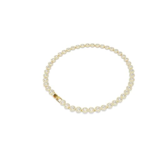 Detalle de Swarovski Una Angelic Tennis Halskette – Weiße, vergoldete Damenkette mit Rundumlaufenden Kristallen, 38–41 cm