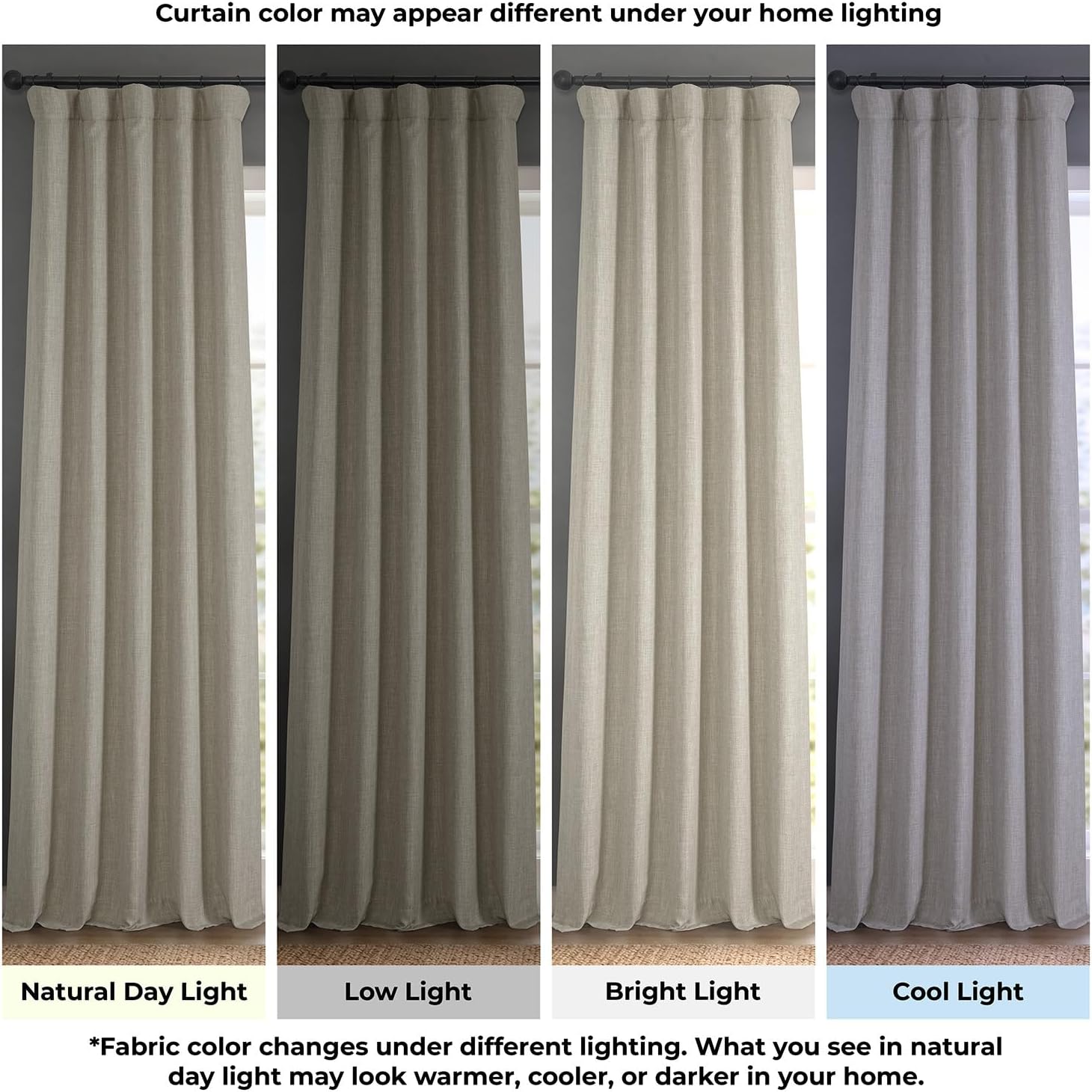 Detalle de HPD Faux Linen Curtain Panel, 50W x 108L