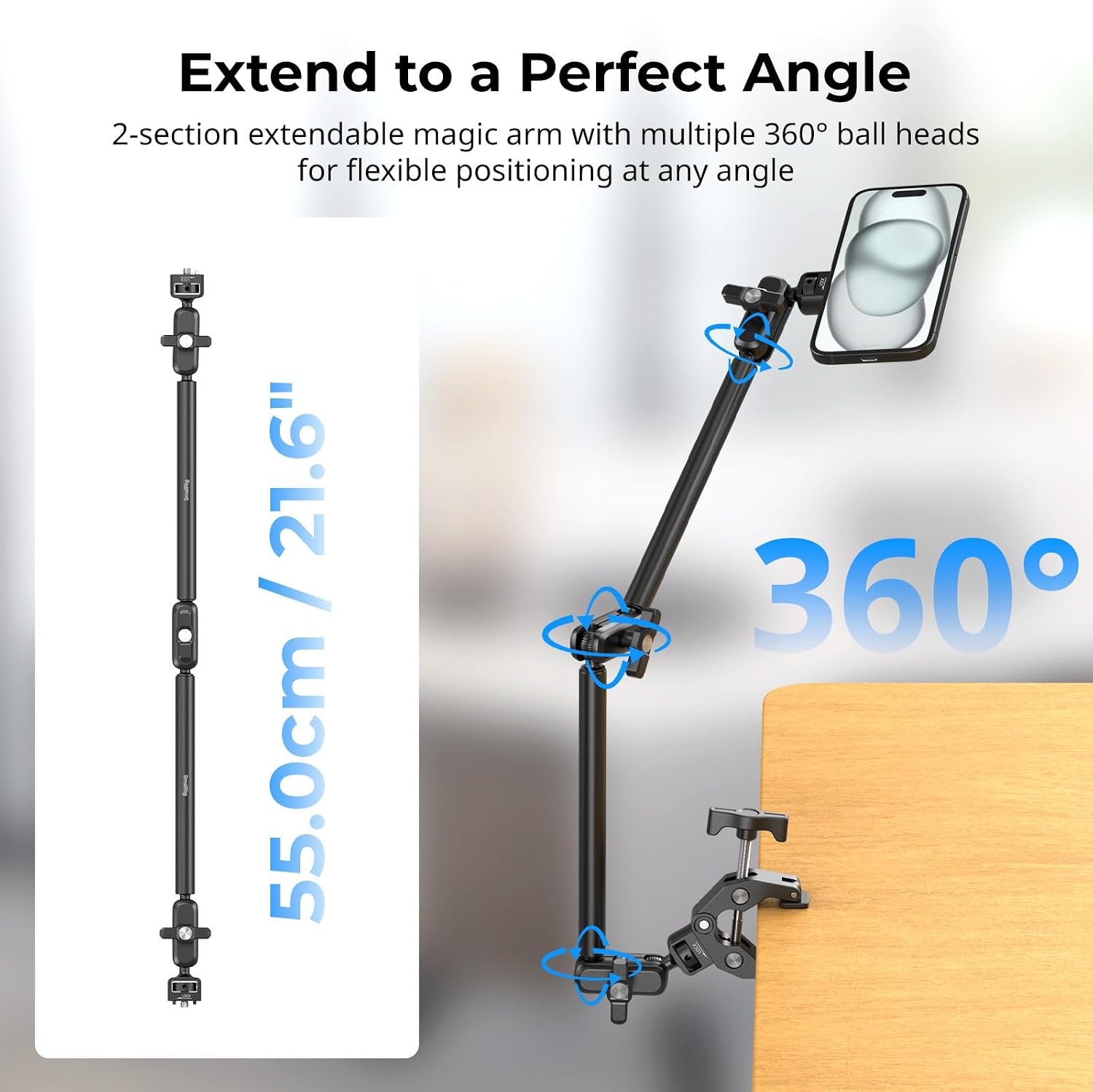 Detalle de SMALLRIG MagSafe - Kit braccio flessibile regolabile a due livelli con presa salda per smartphone, webcam e action cam - 5626