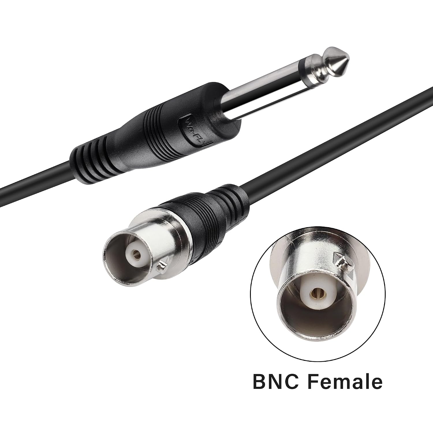 Detalle 2 de BNC to 6.35mm audio cable, 2m TS mono