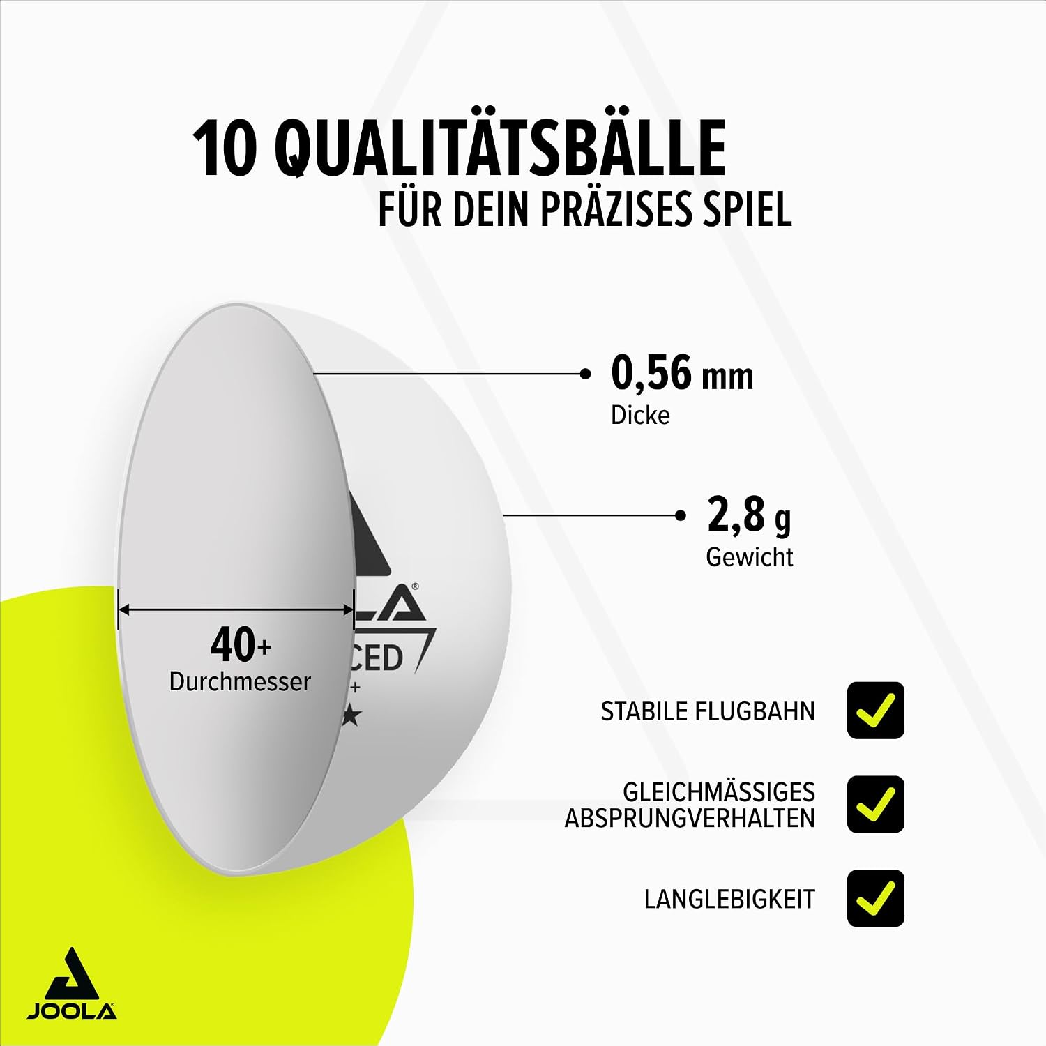 Detalle de JOOLA Tischtennis Set – 4 NEON-Schläger, 8 Bälle und Tragetasche