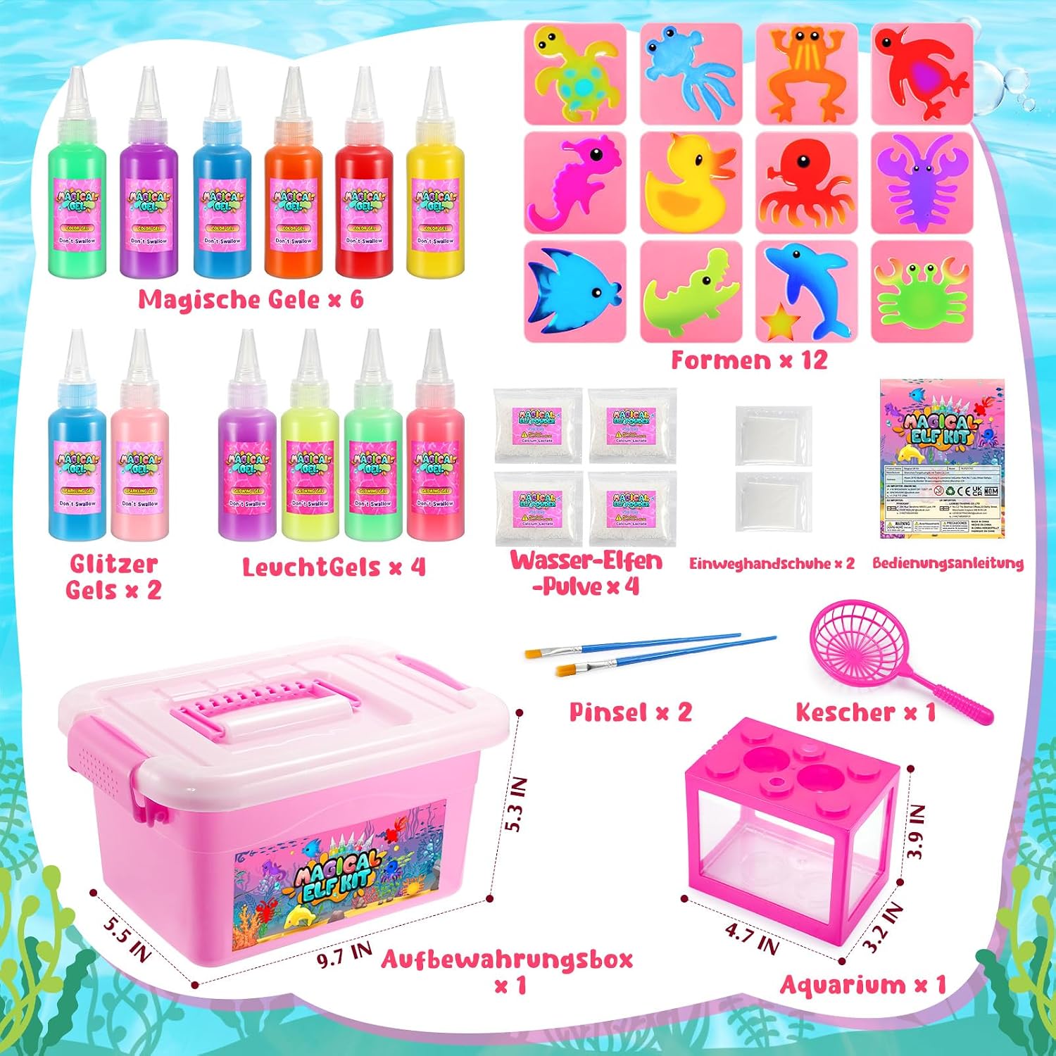 Thumbnail 4 de Magic Aqua Gelz Set Bastelset für Kinder ab 5 Jahren – Wasser-Elf-Kit mit Formen, Farbgele und magischem Pulver