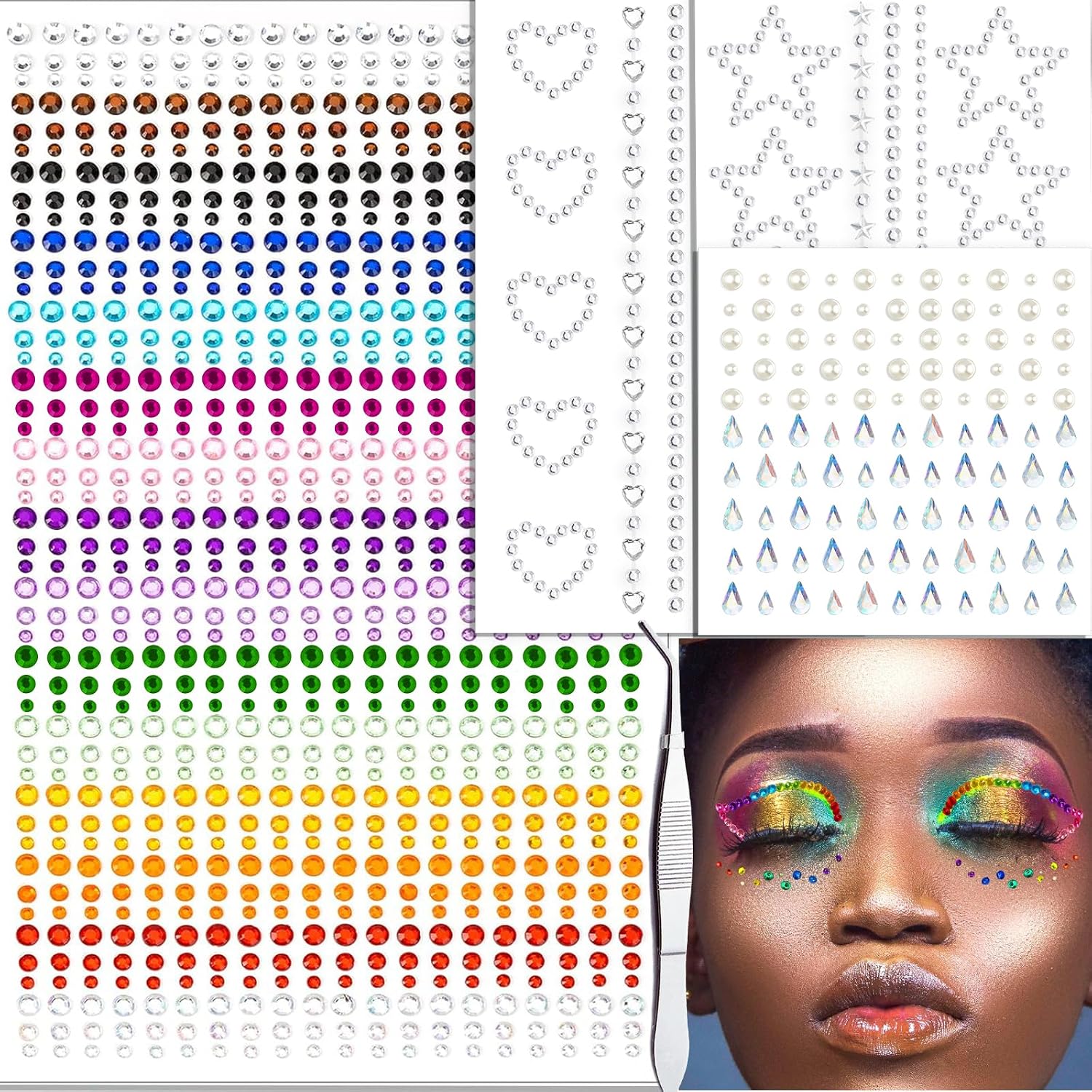 Detalle de Face Gem Stickers, 15 Colours