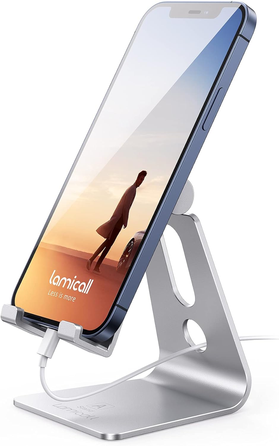 Detalle de Lamicall A-Stand 02 Aluminum Cell Phone Stand, Adjustable Viewing Angle, Silver