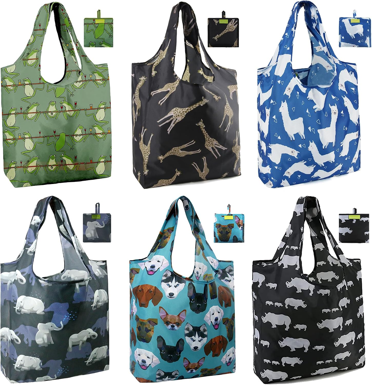 Thumbnail 6 de BeeGreen Geometry Reusable Shopping Bags 6-Pack: Heavy-Duty Foldable Polyester Totes