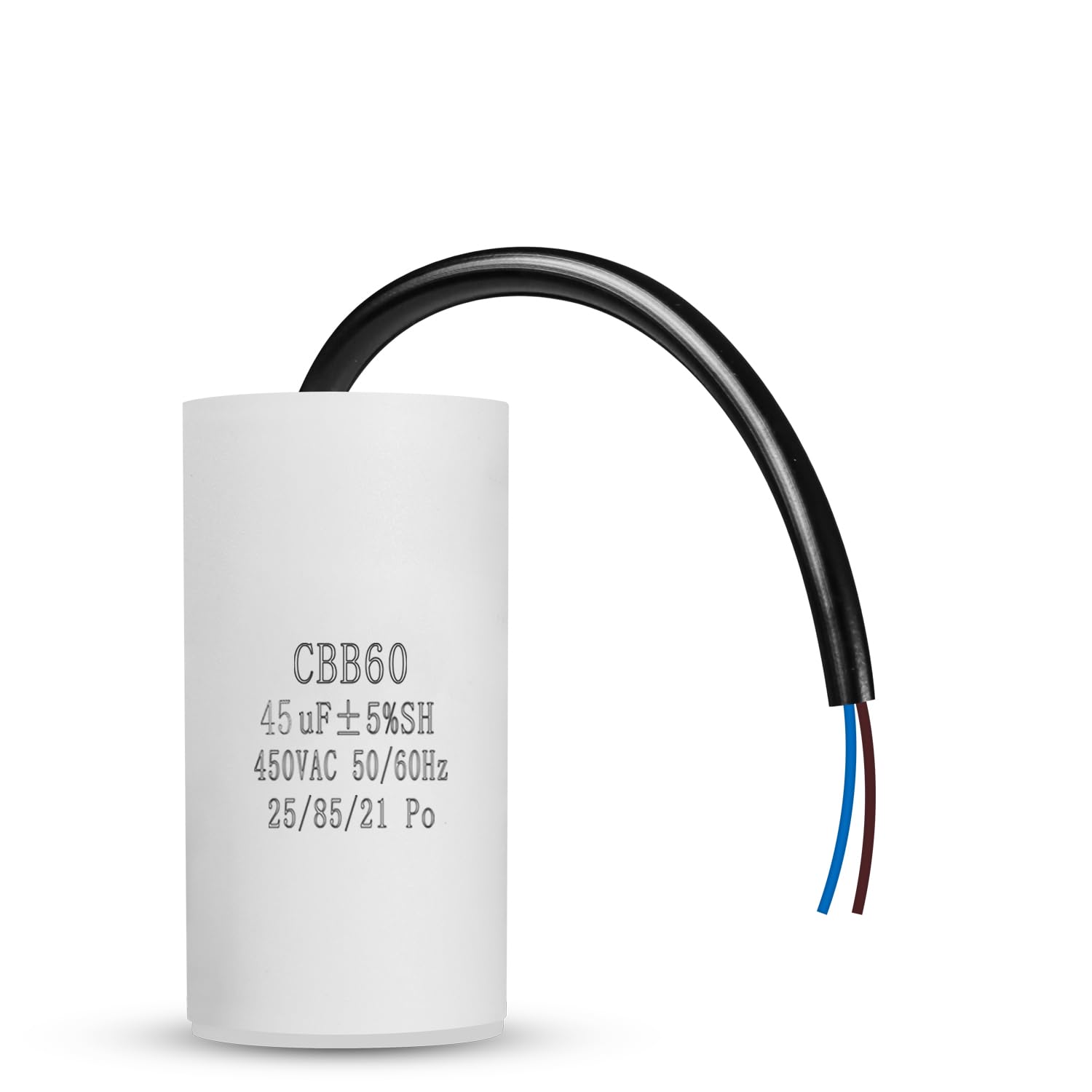 Iruihoo CBB60 450V 45µF Starterkondensator mit Draht – Motorstarter- und Entstörungskondensator