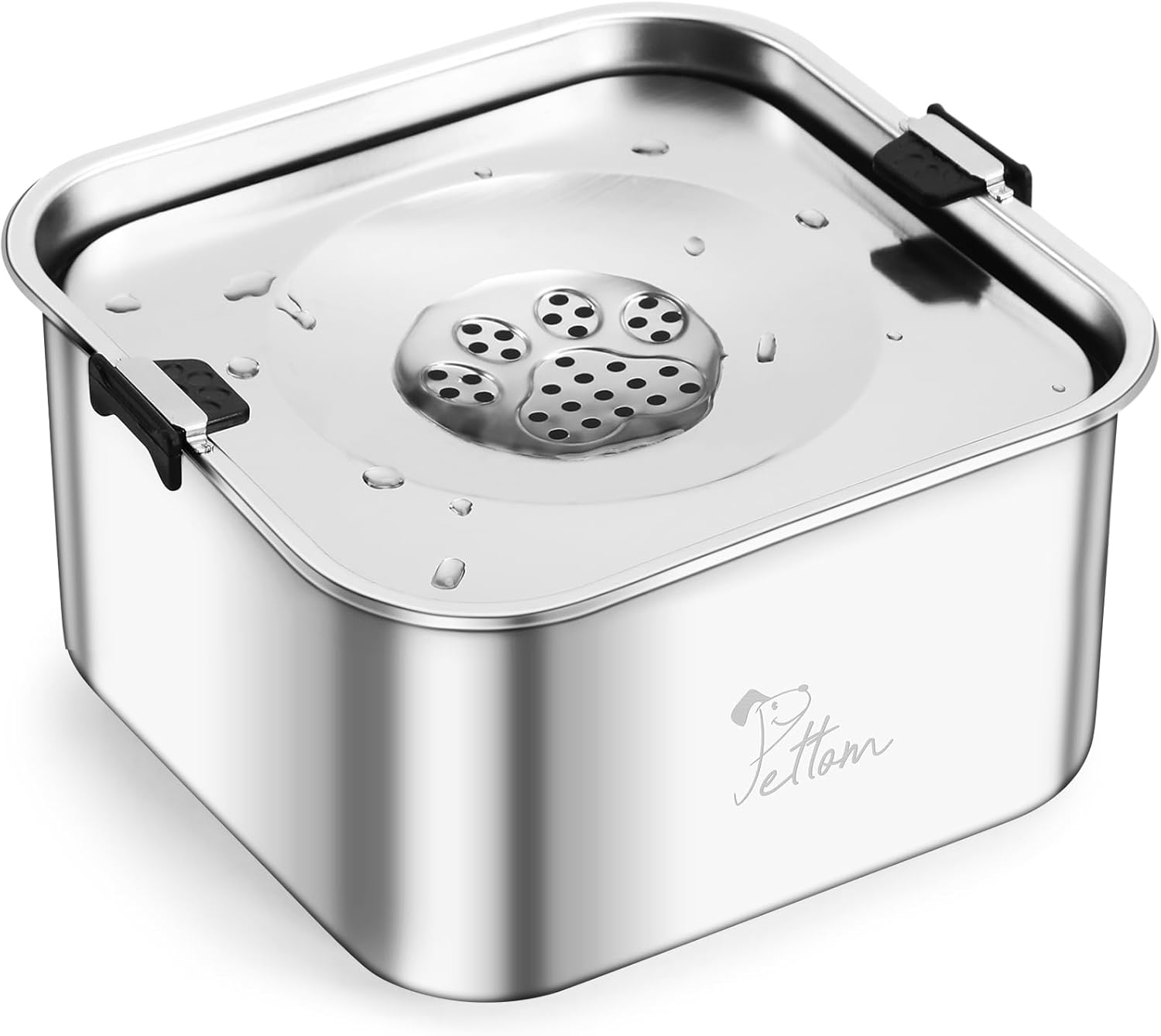 Detalle de PETTOM Non Spill Dog Water Bowl (3L) – Stainless Steel 304 Anti-Drip Floating Bowl