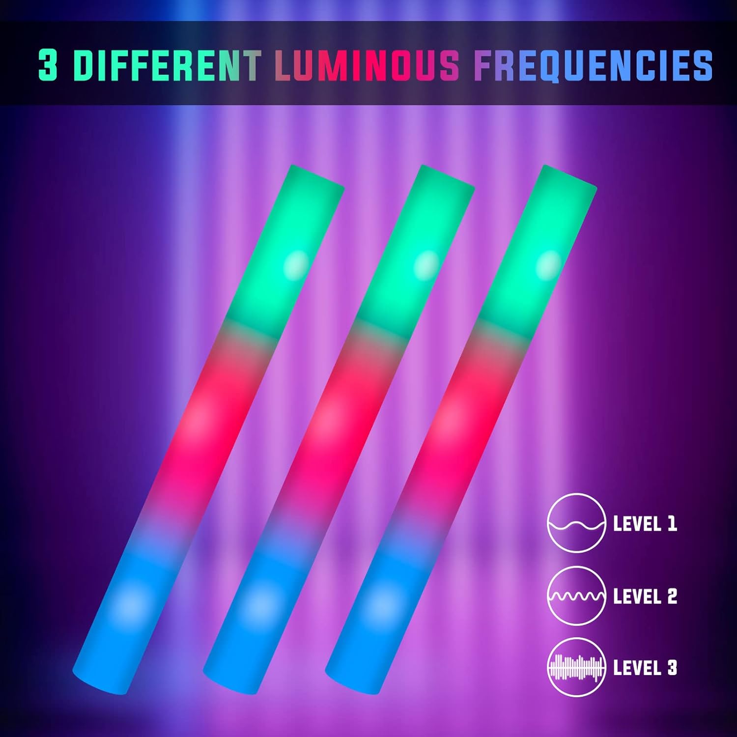 Thumbnail 5 de SHQDD 44-Pack Foam Glow Sticks with 3 Light Modes (Quick, Slow, Alternating)